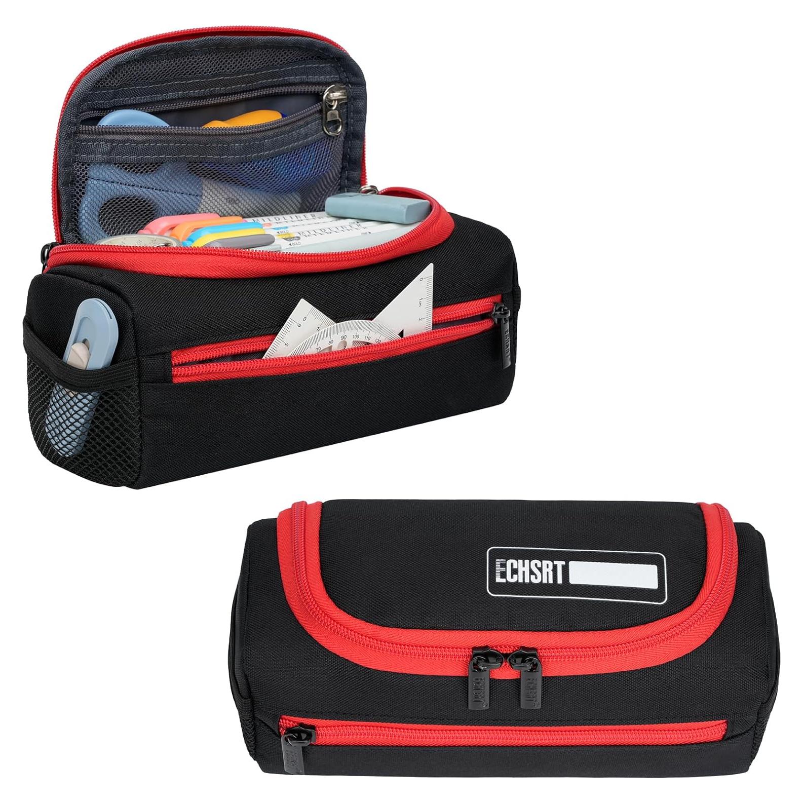 Estuche de Lápiz ECHSRT Negro Gran Capacidad 22.5x10x10 cm