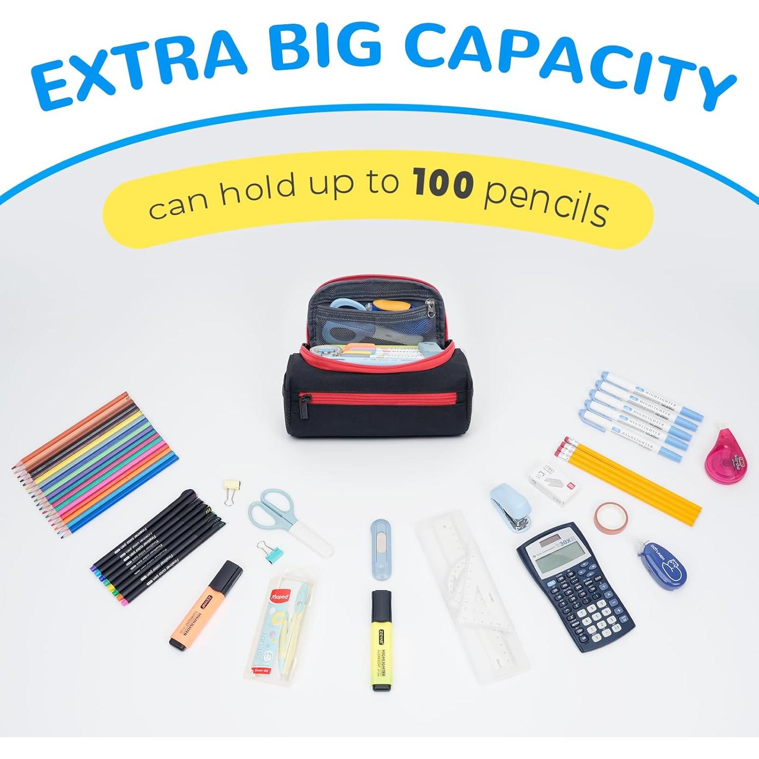 Estuche de Lápiz ECHSRT Negro Gran Capacidad 22.5x10x10 cm