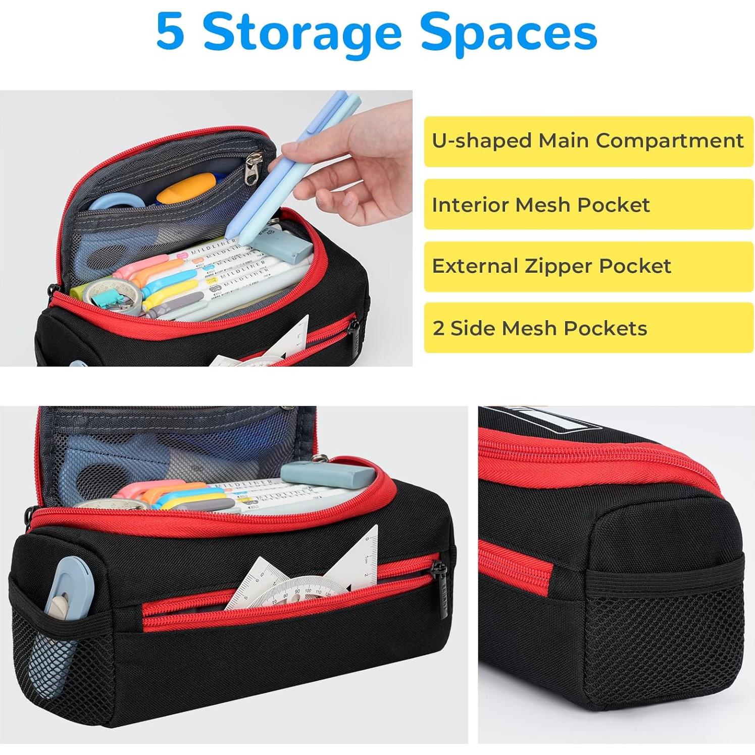 Estuche de Lápiz ECHSRT Negro Gran Capacidad 22.5x10x10 cm