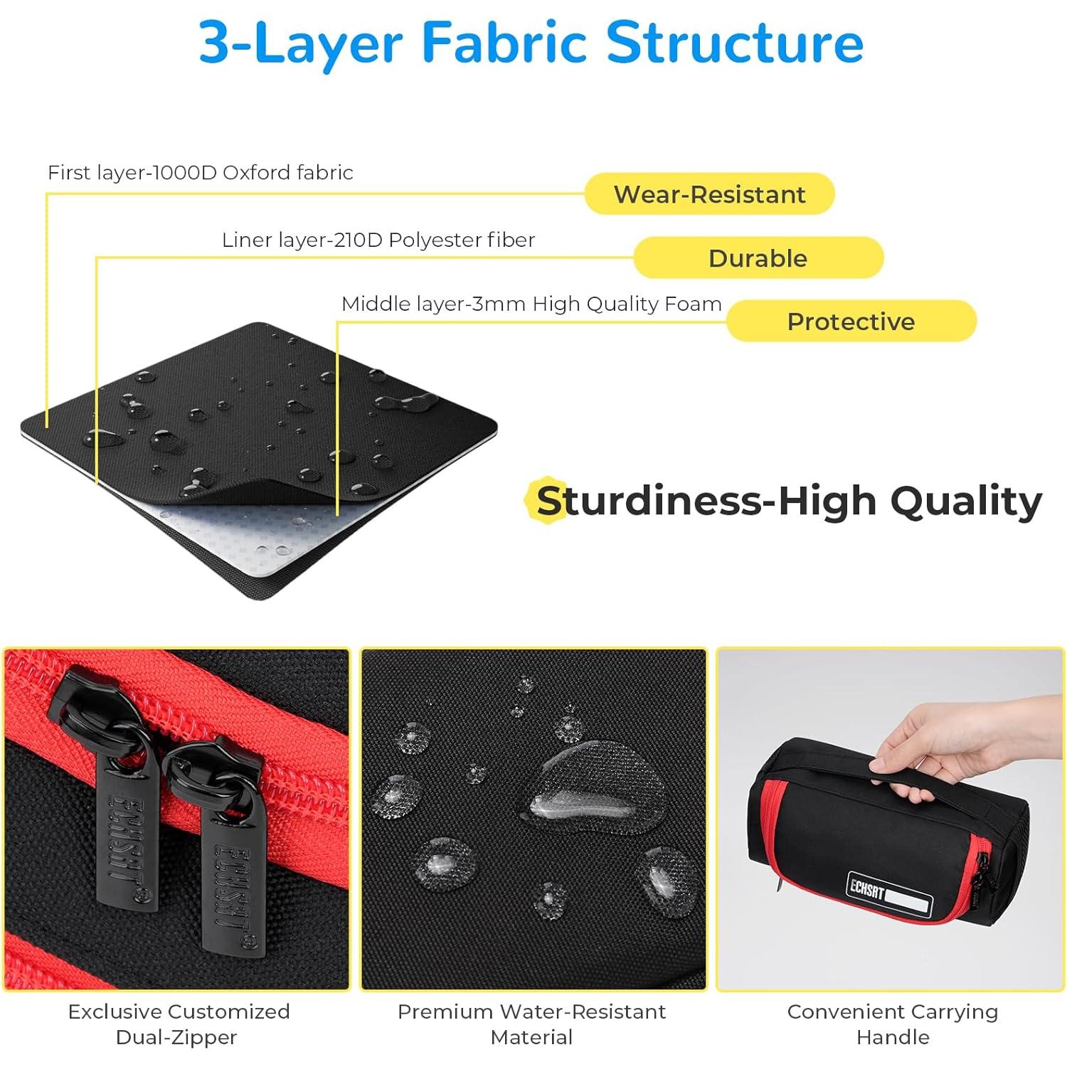 Estuche de Lápiz ECHSRT Negro Gran Capacidad 22.5x10x10 cm