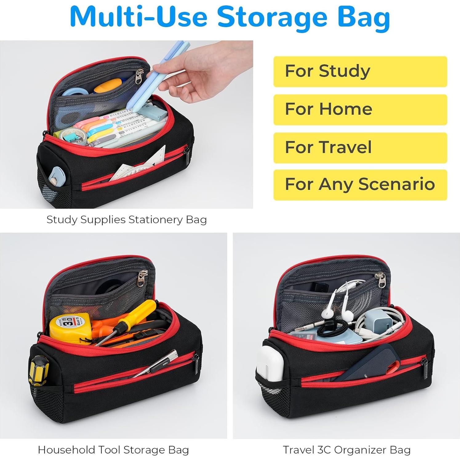 Estuche de Lápiz ECHSRT Negro Gran Capacidad 22.5x10x10 cm