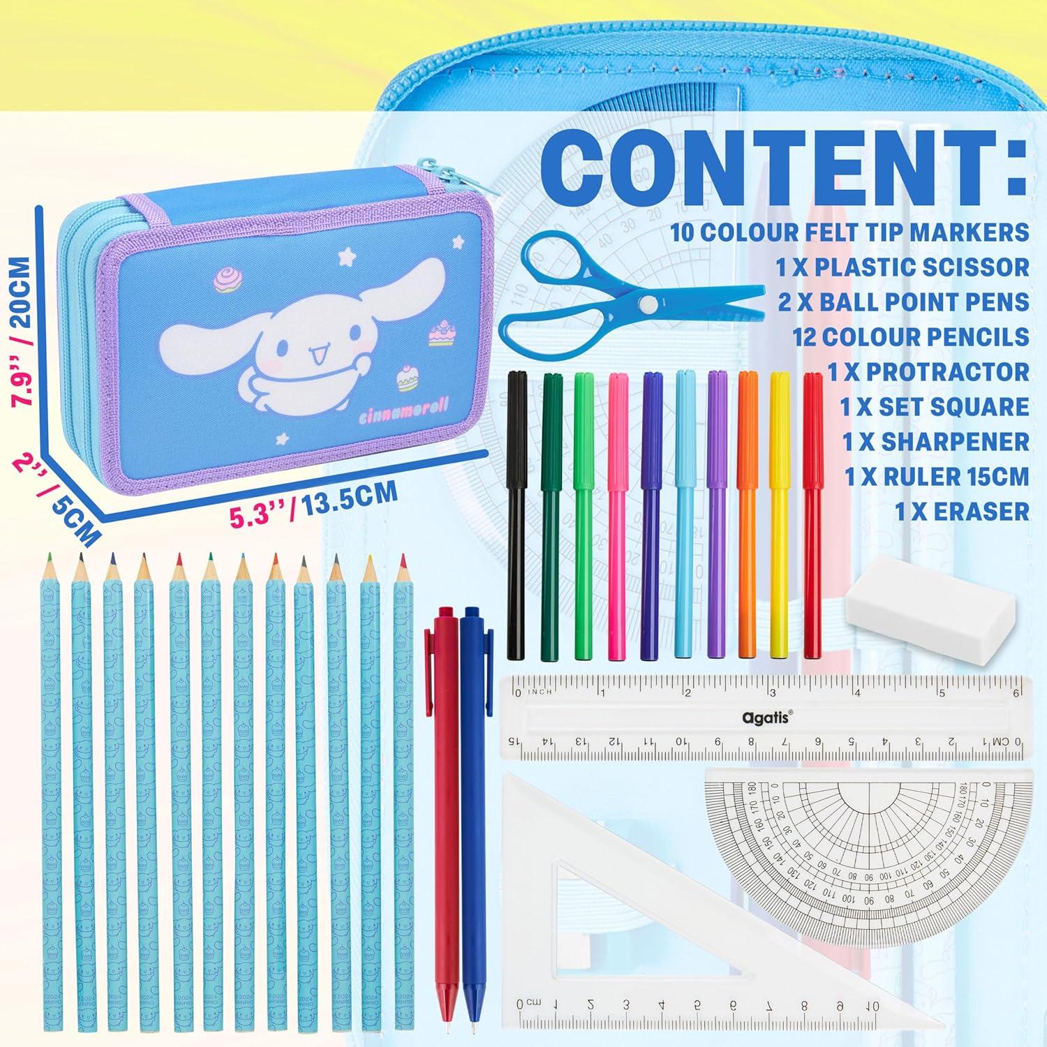 Estuche de Lápices Hello Kitty Sanrio Multi Cinnamoroll 20x13.5x5 cm