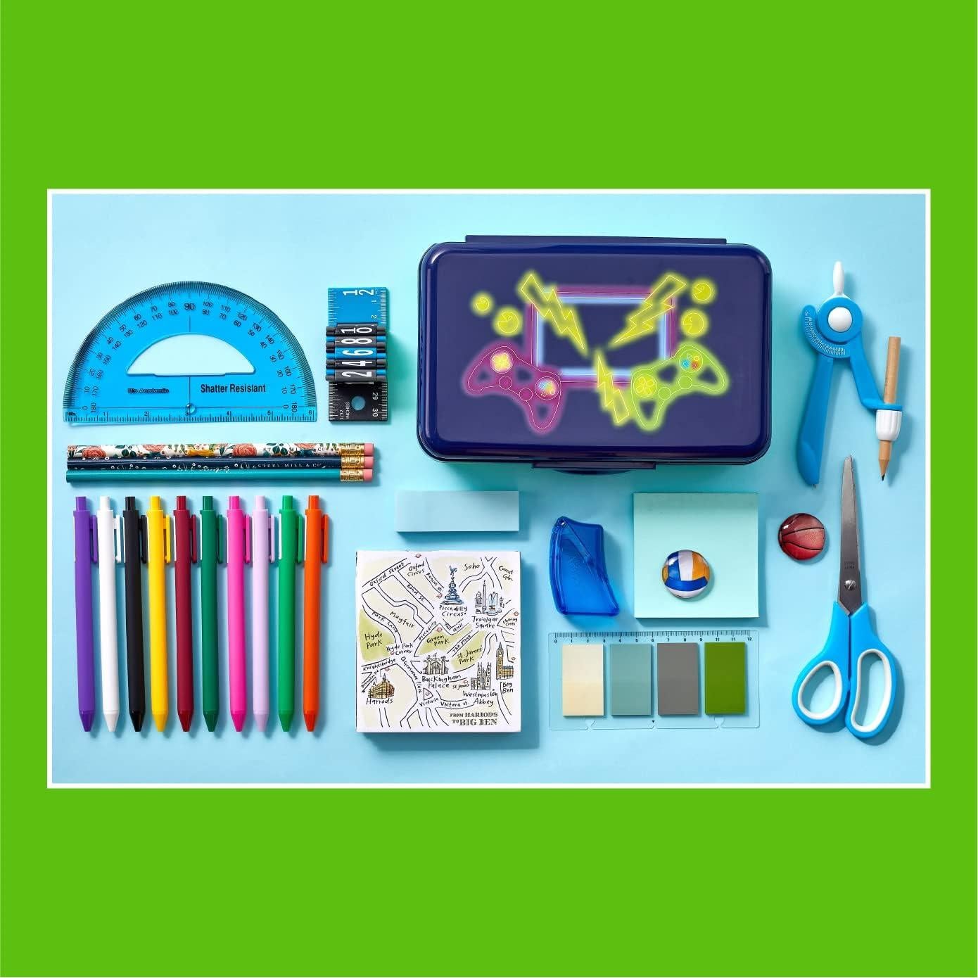 Kit de Caja de Lápices It's Academic Azul Gaming 3 Piezas