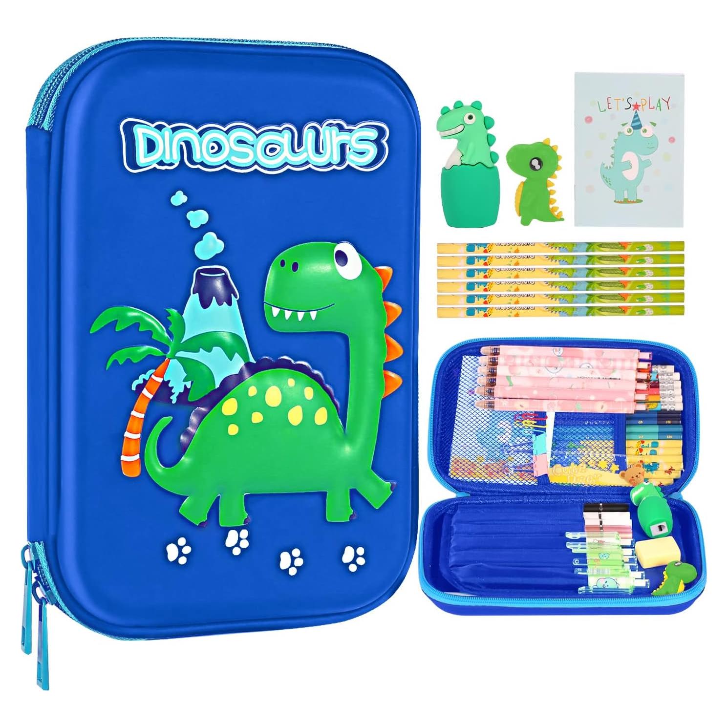 Estuche de Lápices Homicozy Dinosaurio Azul 3D para Niños