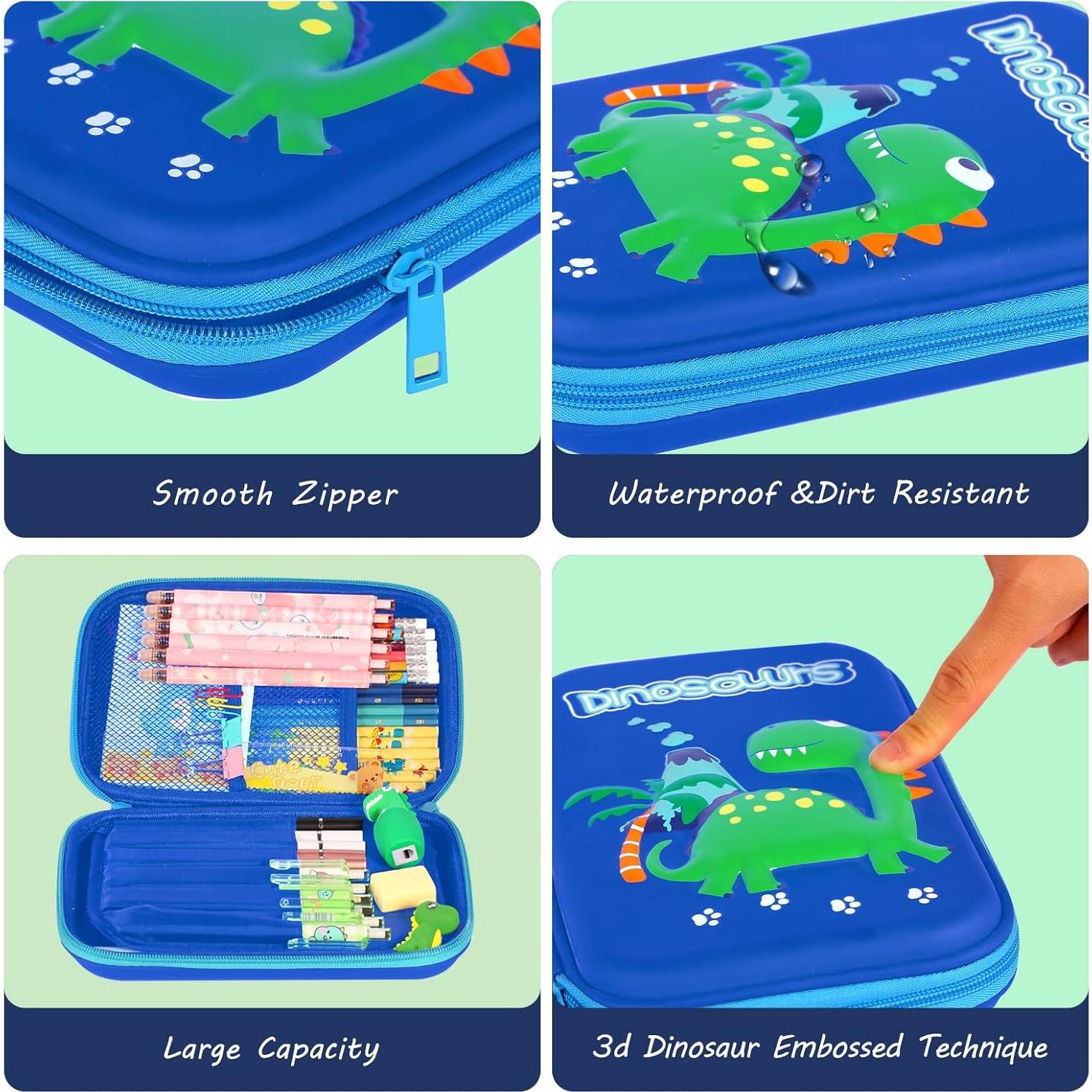 Estuche de Lápices Homicozy Dinosaurio Azul 3D para Niños