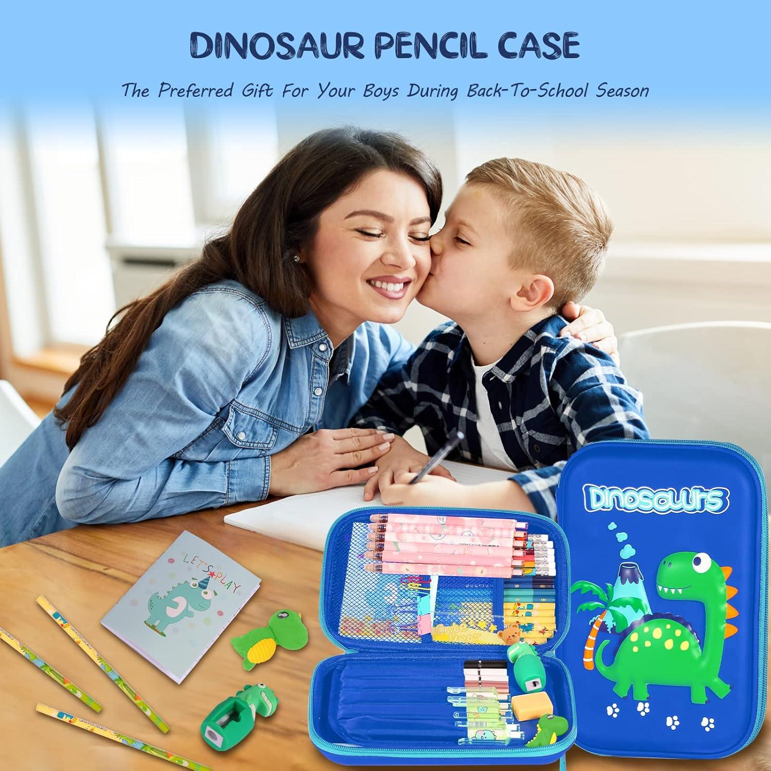 Estuche de Lápices Homicozy Dinosaurio Azul 3D para Niños