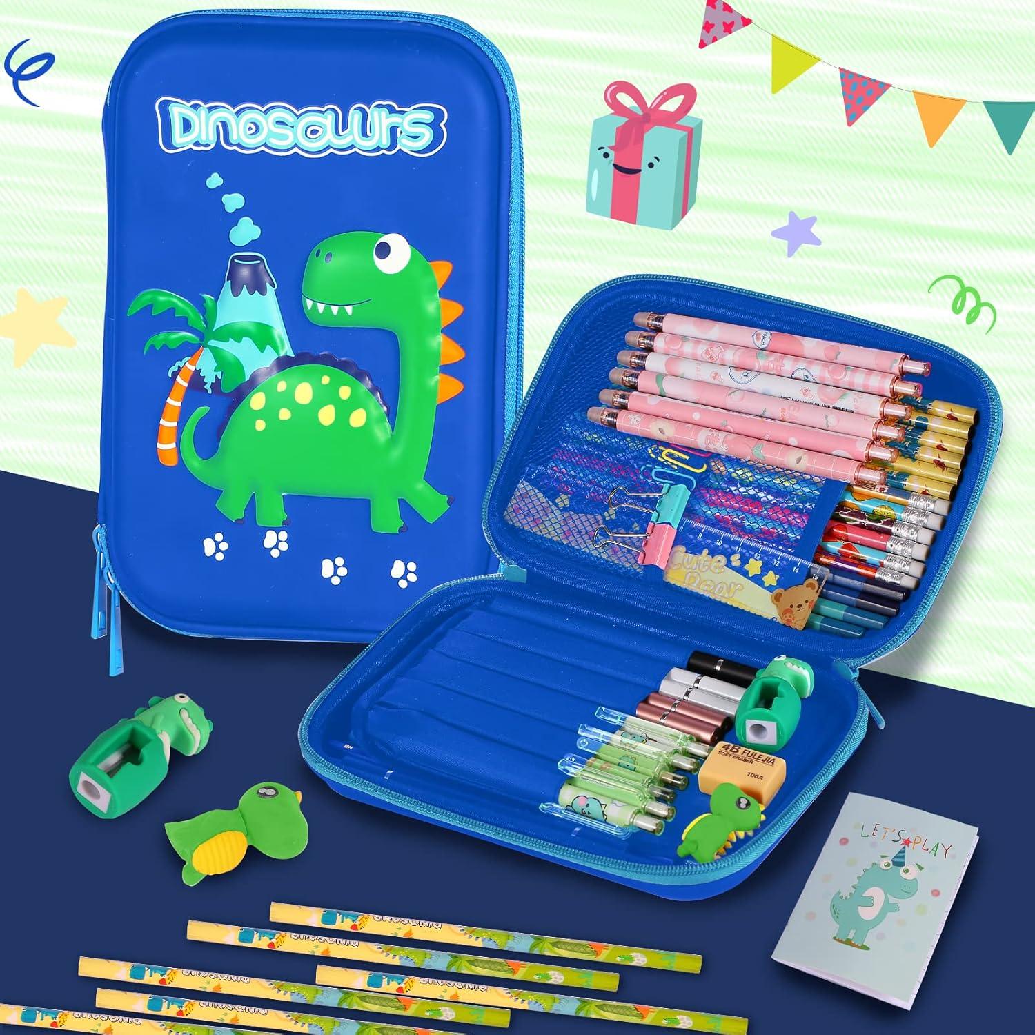 Estuche de Lápices Homicozy Dinosaurio Azul 3D para Niños
