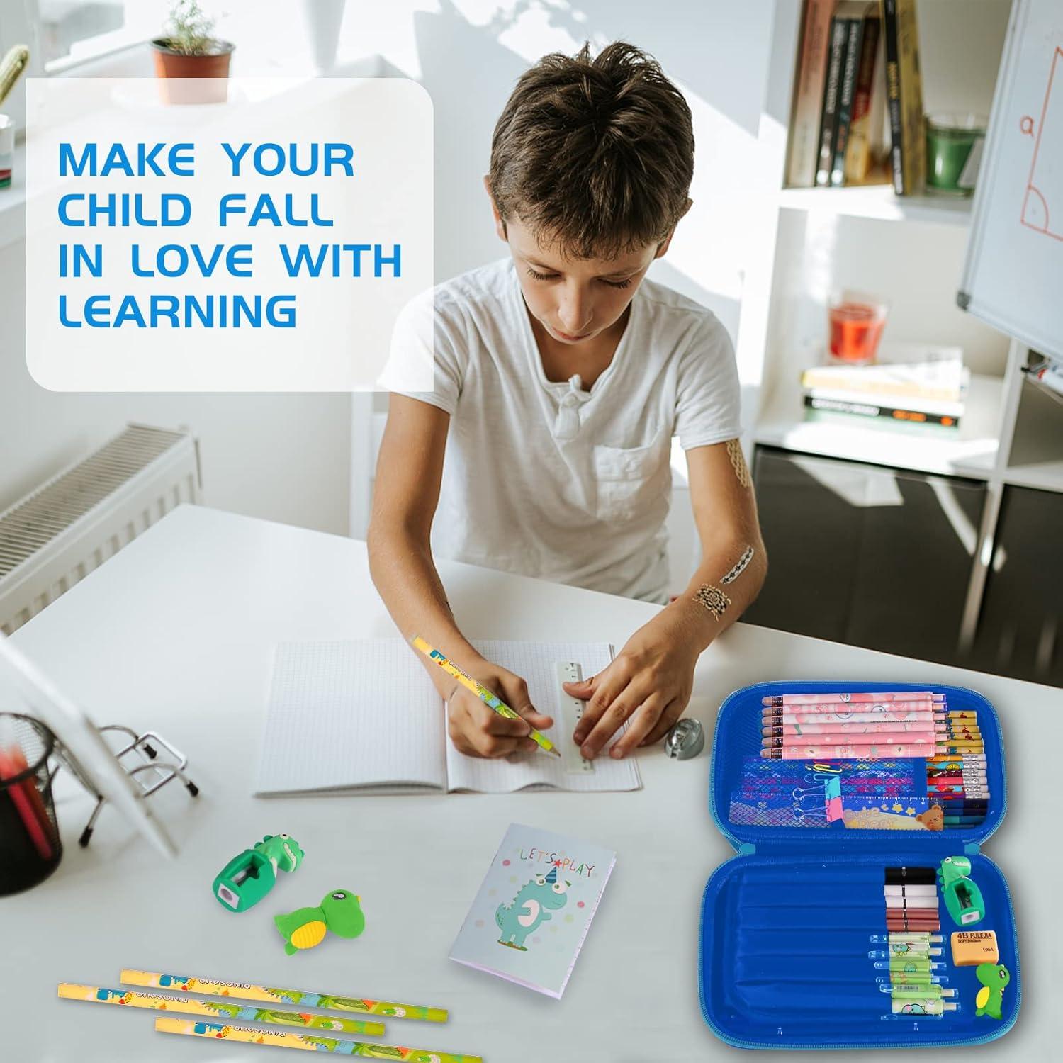 Estuche de Lápices Homicozy Dinosaurio Azul 3D para Niños