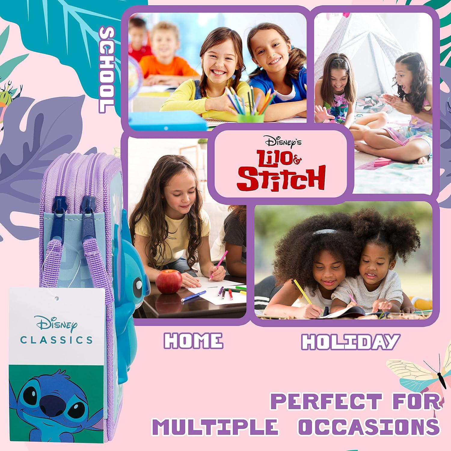 Estuche de Lápices Disney Azul Stitch Doble Cierre 21x16.9cm