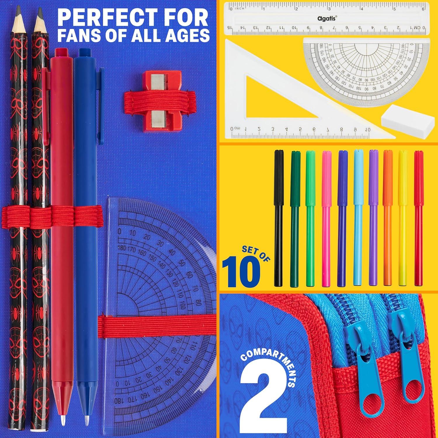 Estuche de Lápices Spiderman Marvel con Suministros Escolares