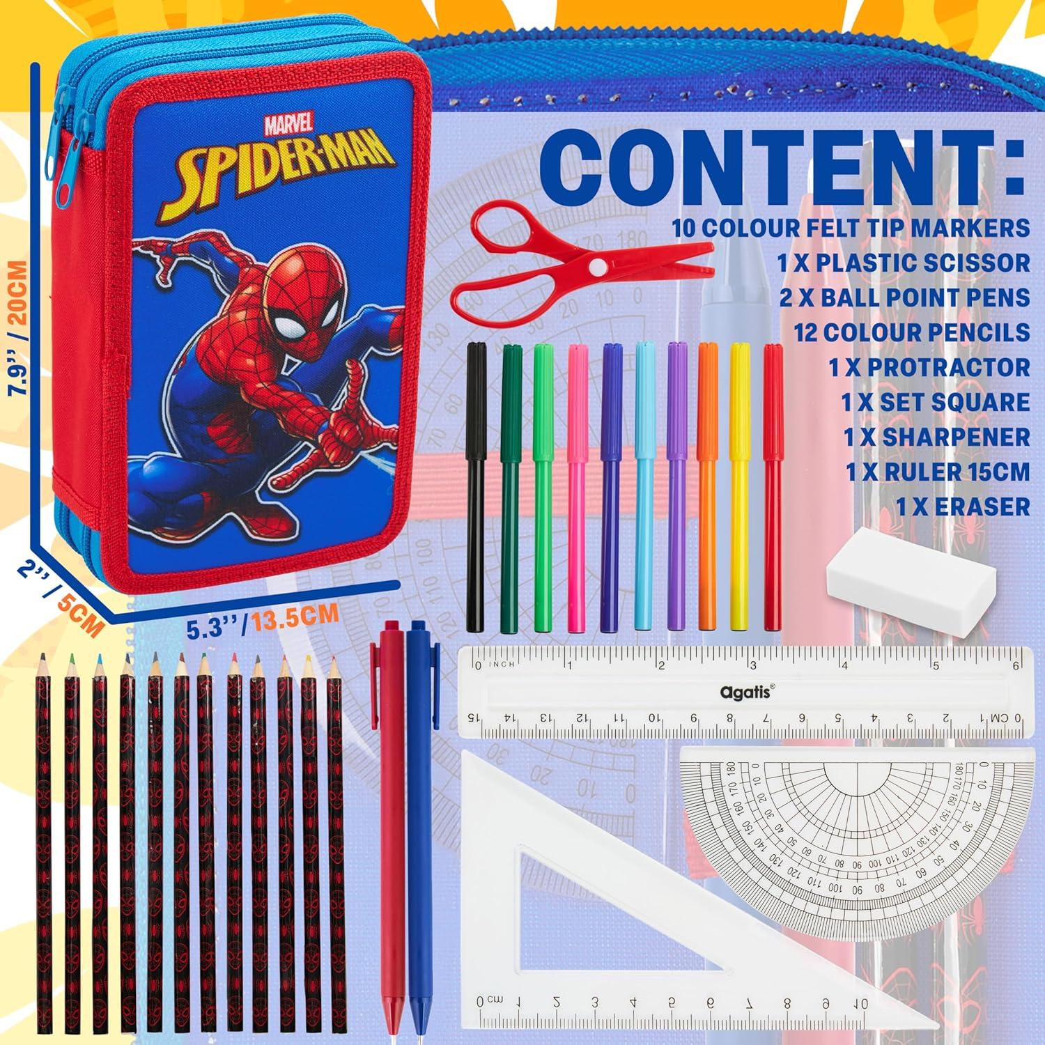Estuche de Lápices Spiderman Marvel con Suministros Escolares