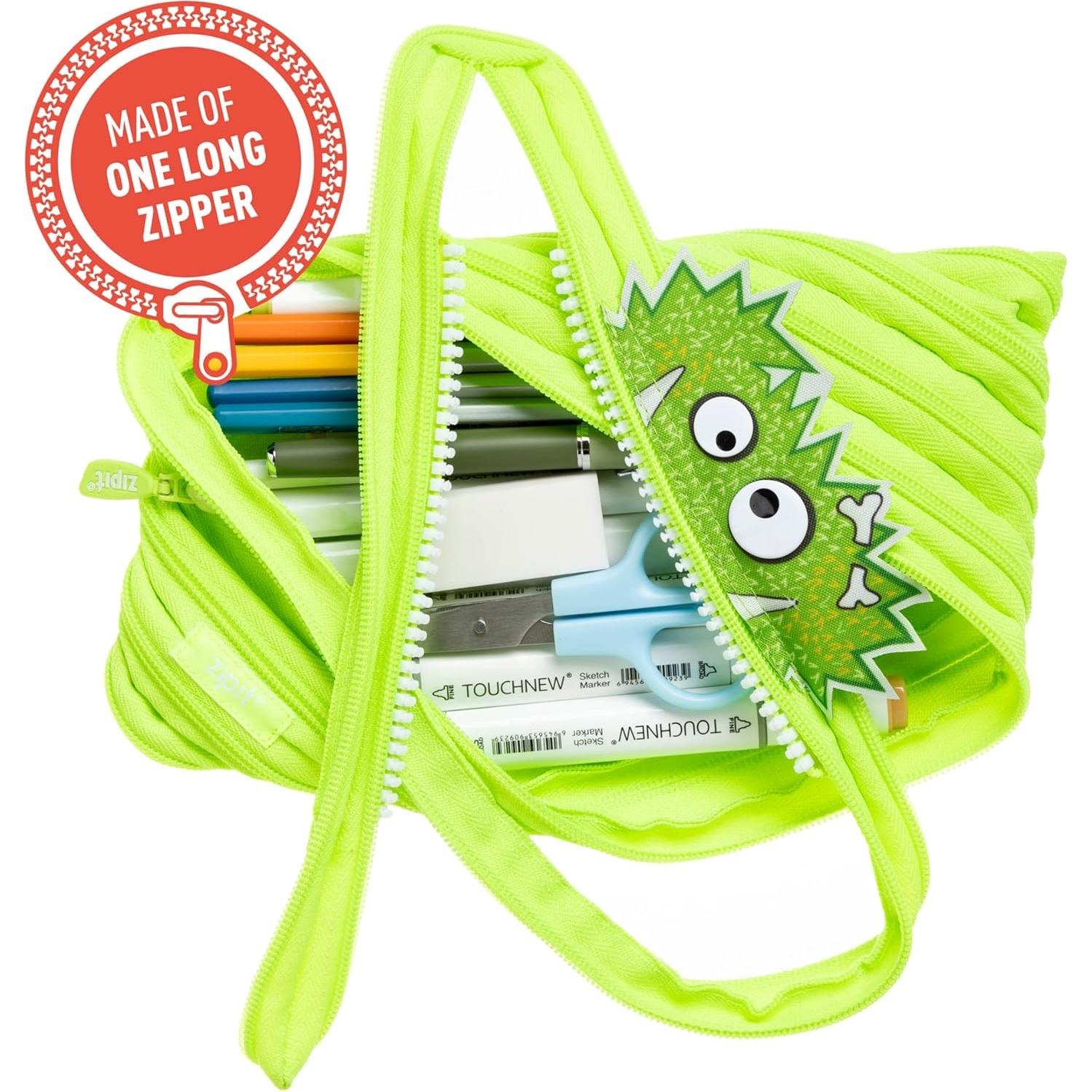 Estuche Jumbo ZIPIT Monstruo Hablante Verde 230x150 mm