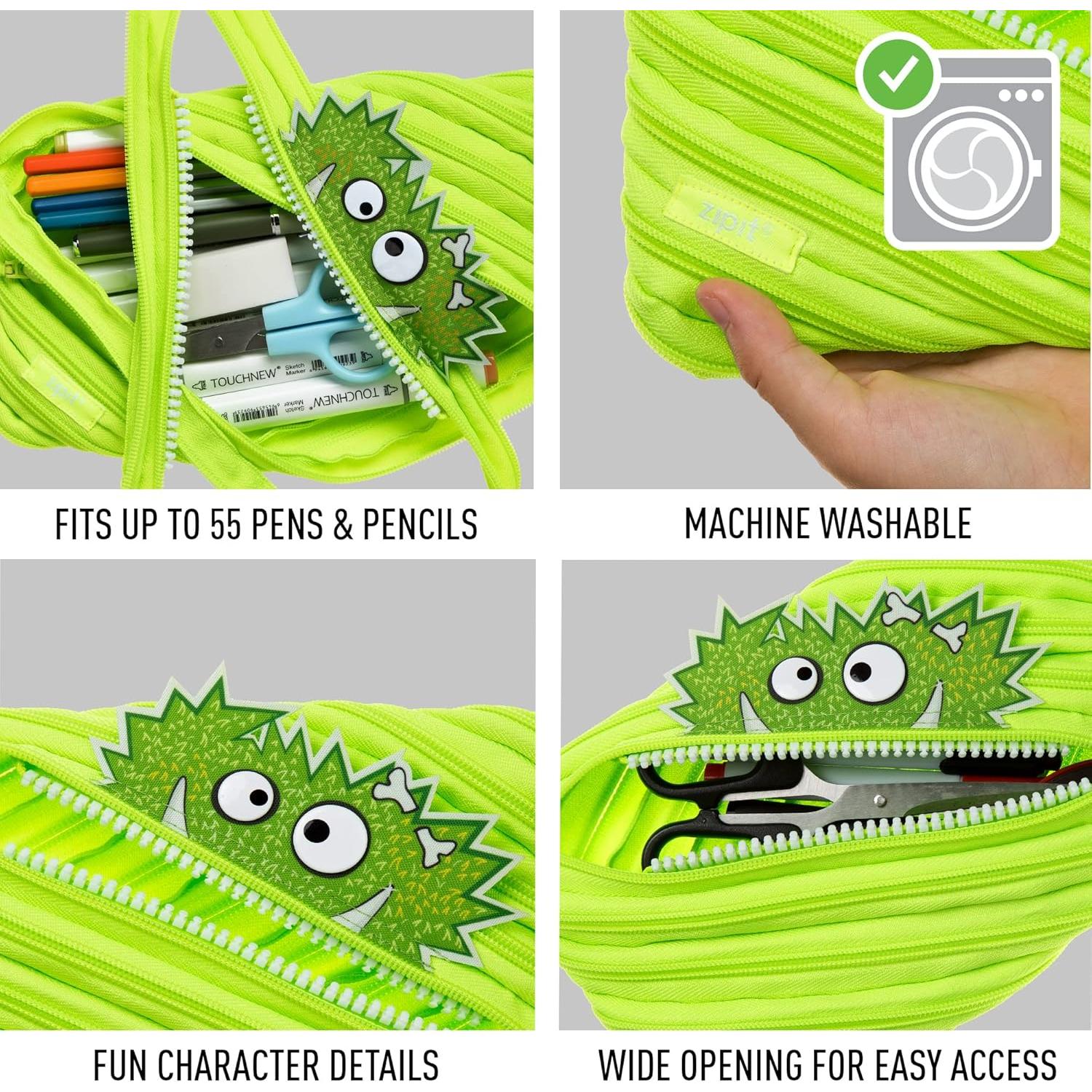 Estuche Jumbo ZIPIT Monstruo Hablante Verde 230x150 mm