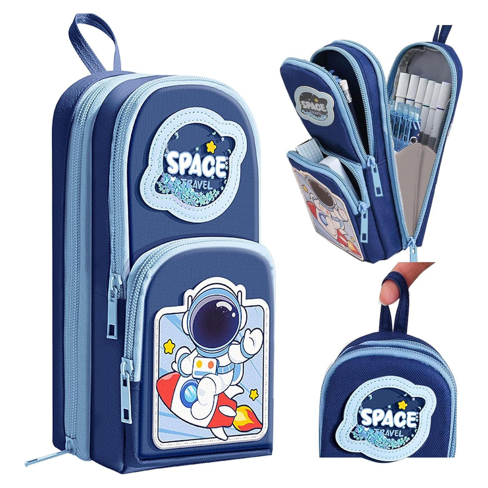 Estuche de Lápices Azul para Niños con Diseño de Astronauta