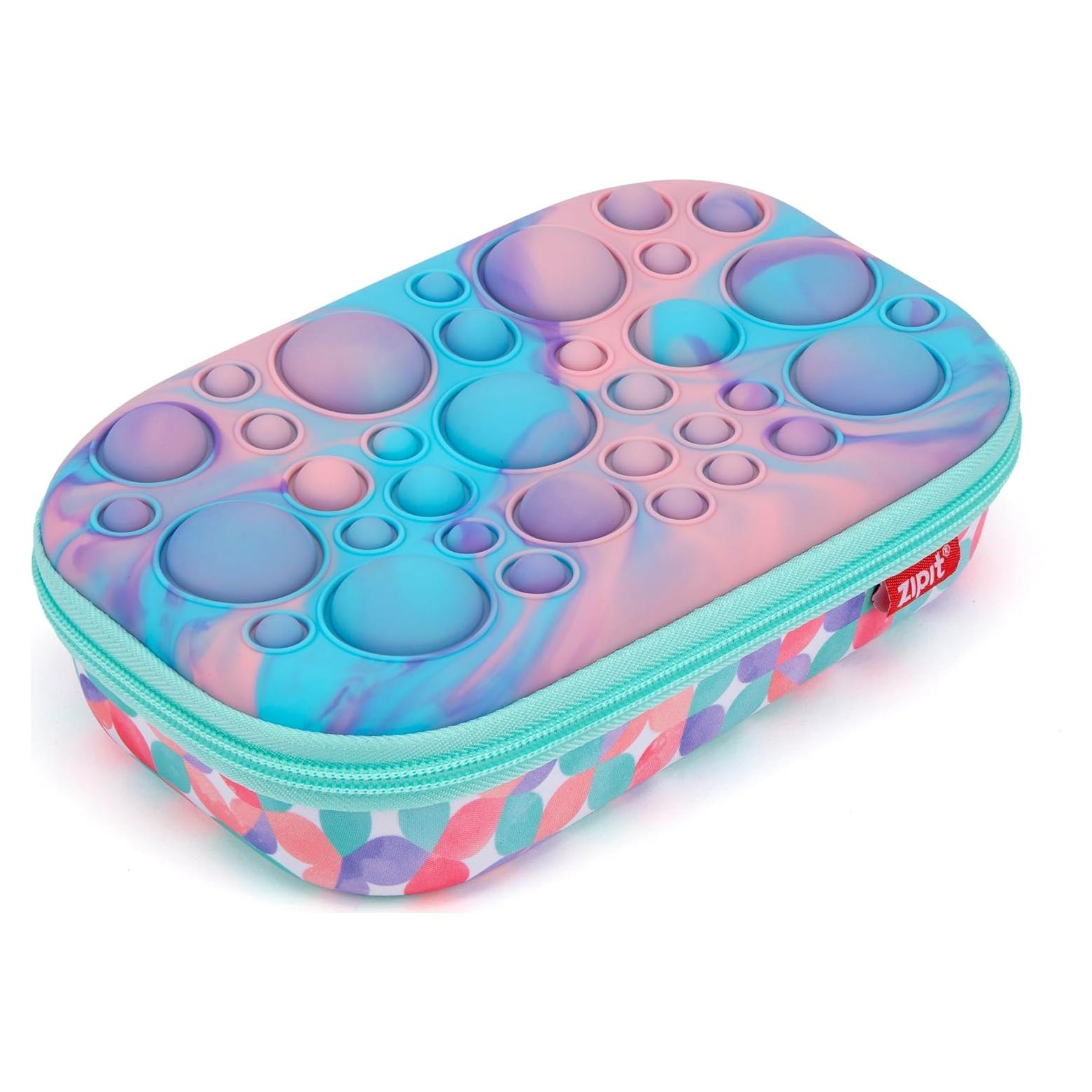 Estuche de Lápices ZIPIT Bubble Púrpura Teal, Gran Capacidad