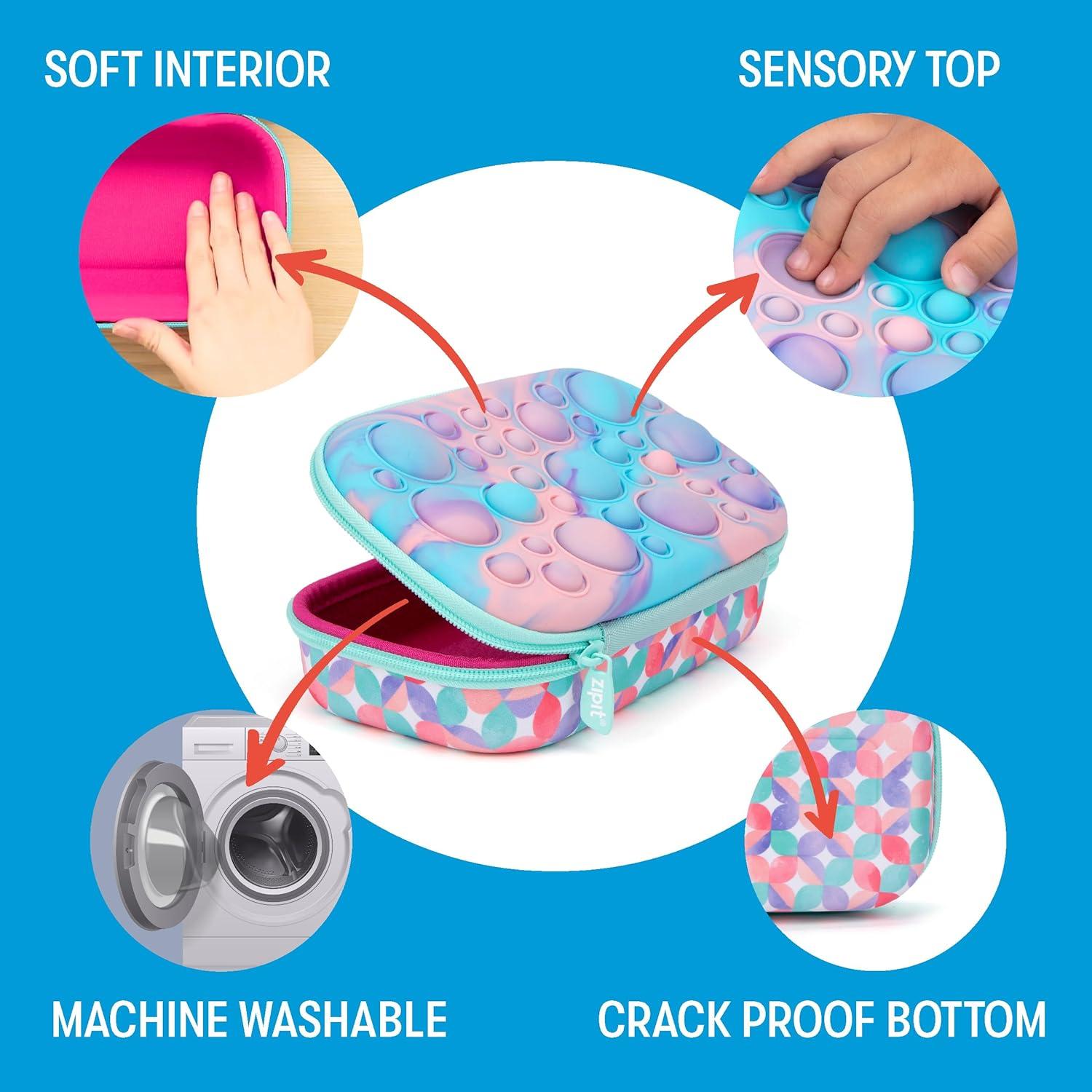 Estuche de Lápices ZIPIT Bubble Púrpura Teal, Gran Capacidad