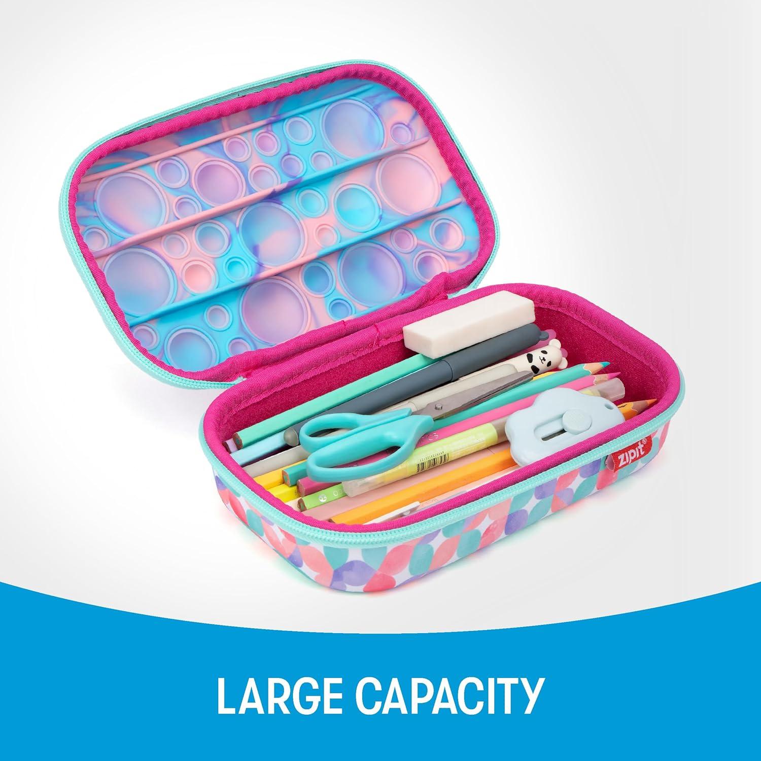 Estuche de Lápices ZIPIT Bubble Púrpura Teal, Gran Capacidad
