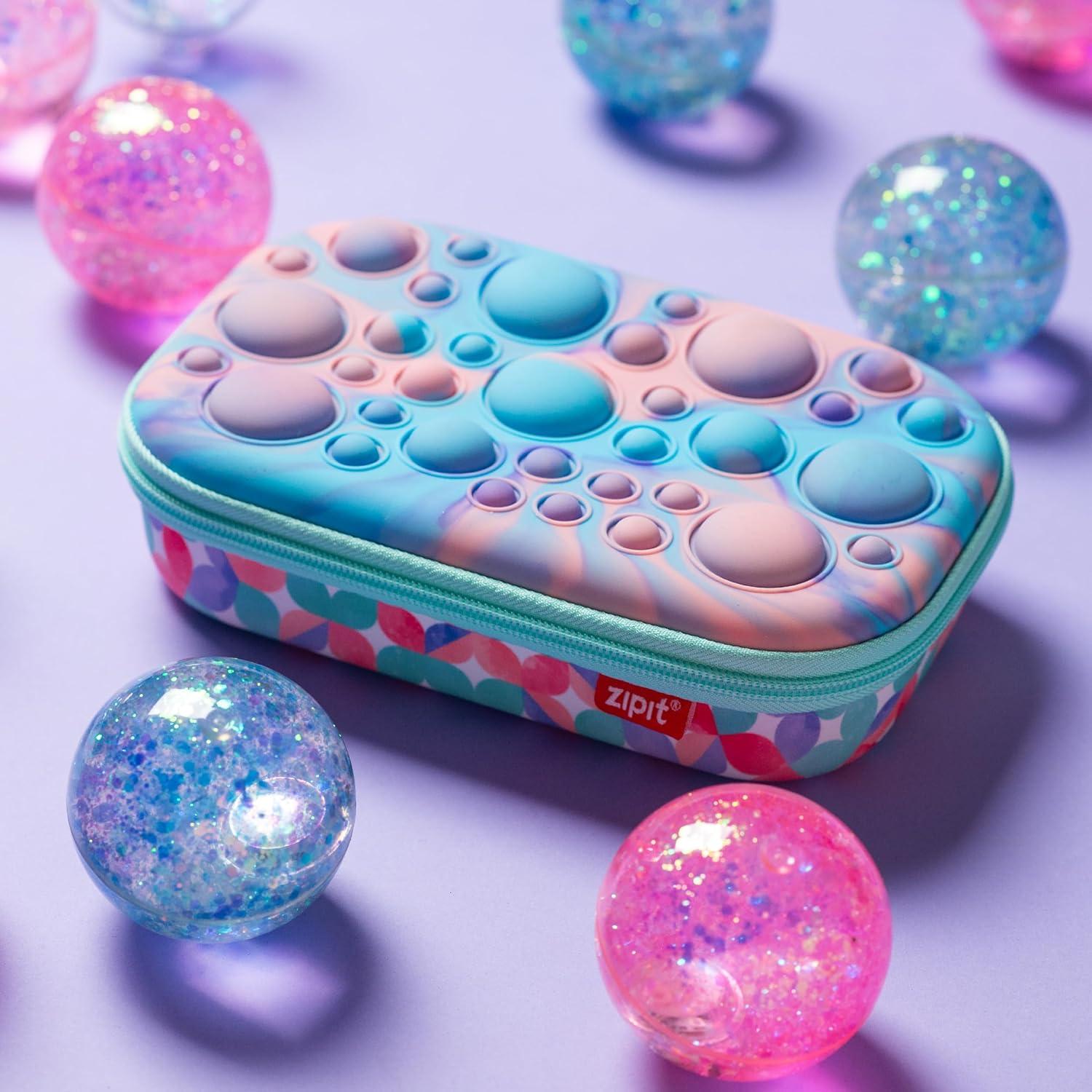 Estuche de Lápices ZIPIT Bubble Púrpura Teal, Gran Capacidad