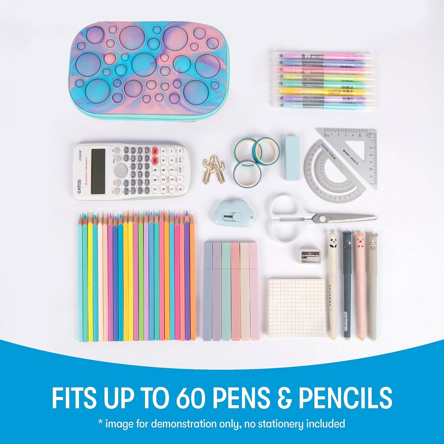 Estuche de Lápices ZIPIT Bubble Púrpura Teal, Gran Capacidad