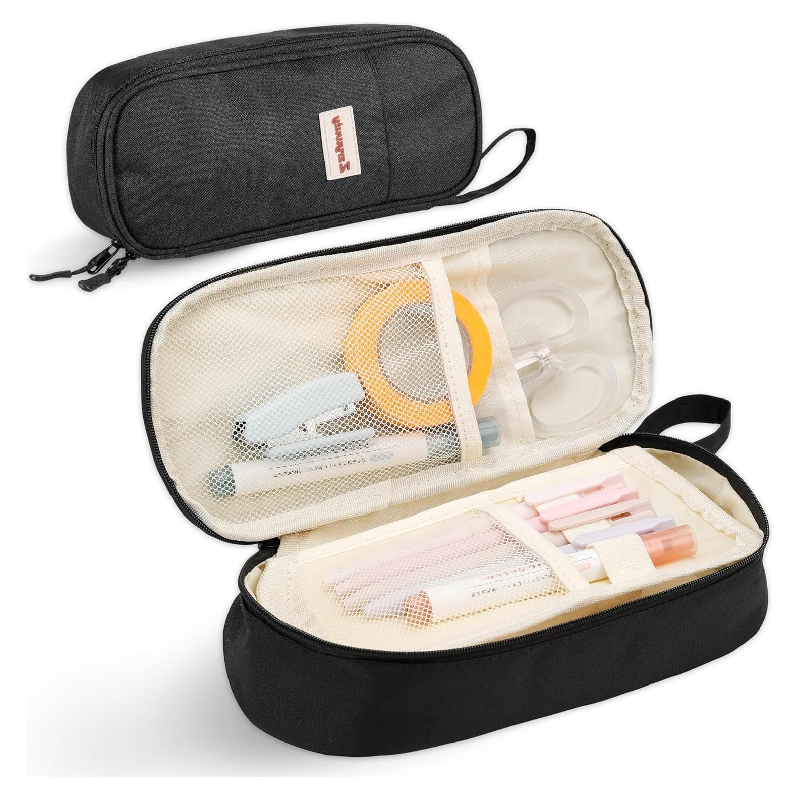 Estuche de Lápices Zzrywuty Grande Negro para Oficina y Viaje