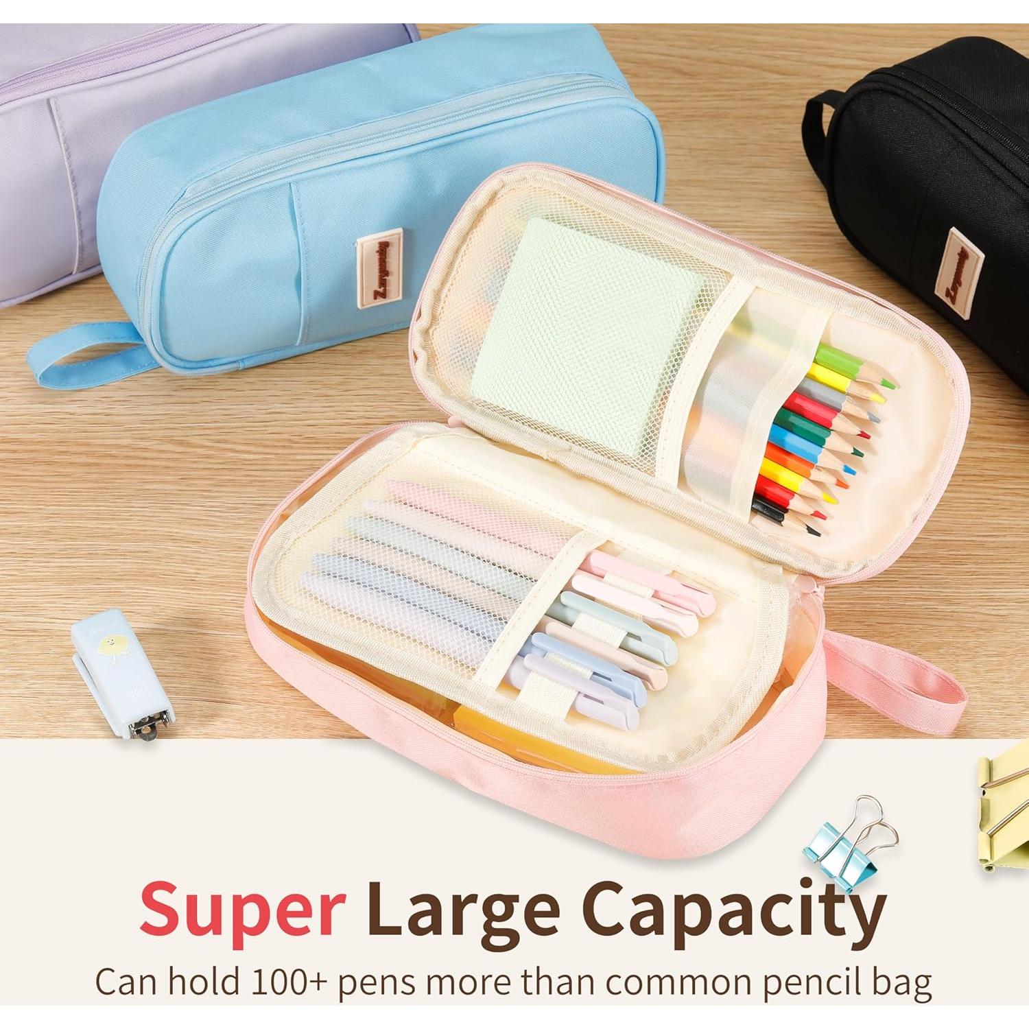 Estuche de Lápices Zzrywuty Grande Negro para Oficina y Viaje