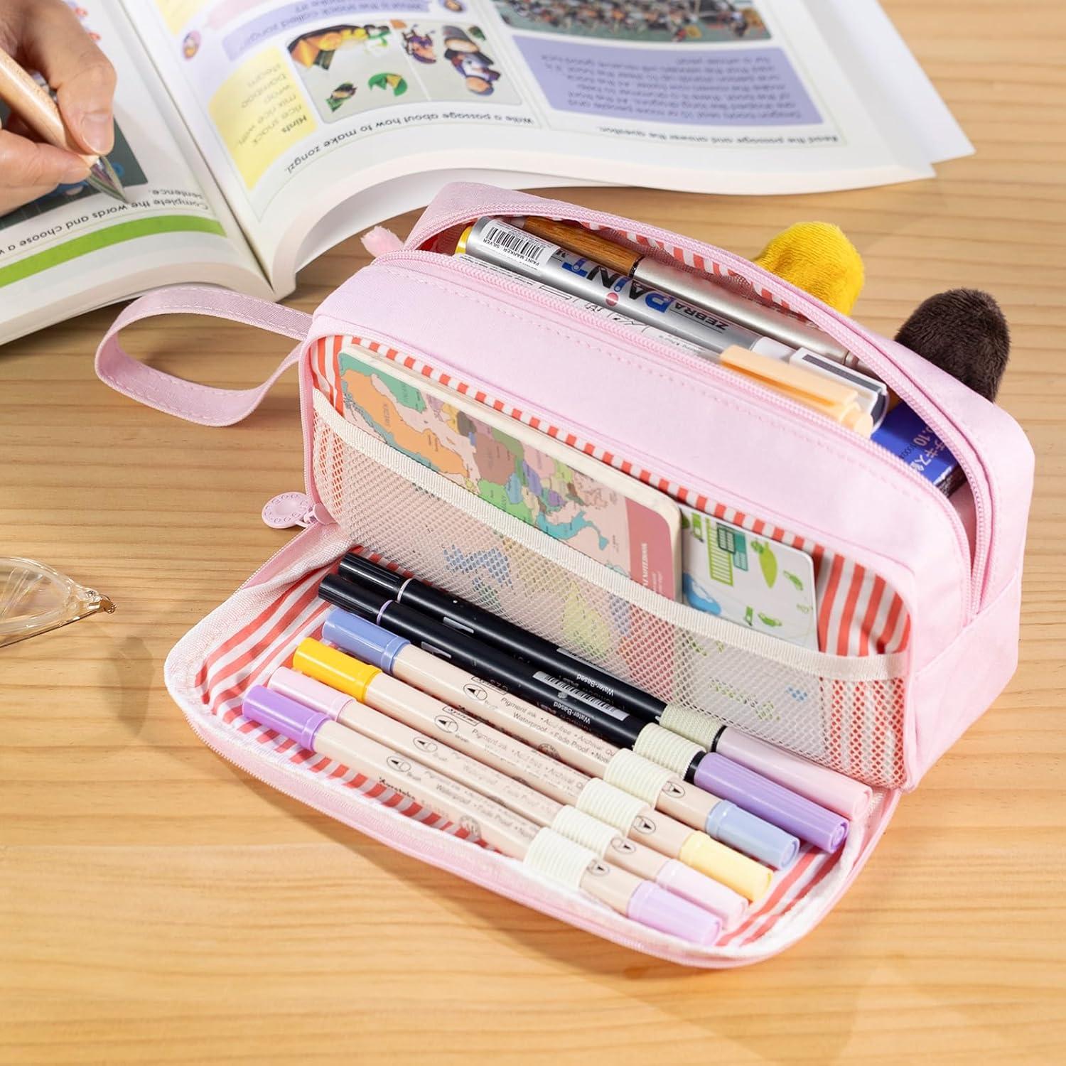 Estuche de Lápices CICIMELON Gato Rosa 1.55L 3D Bordado