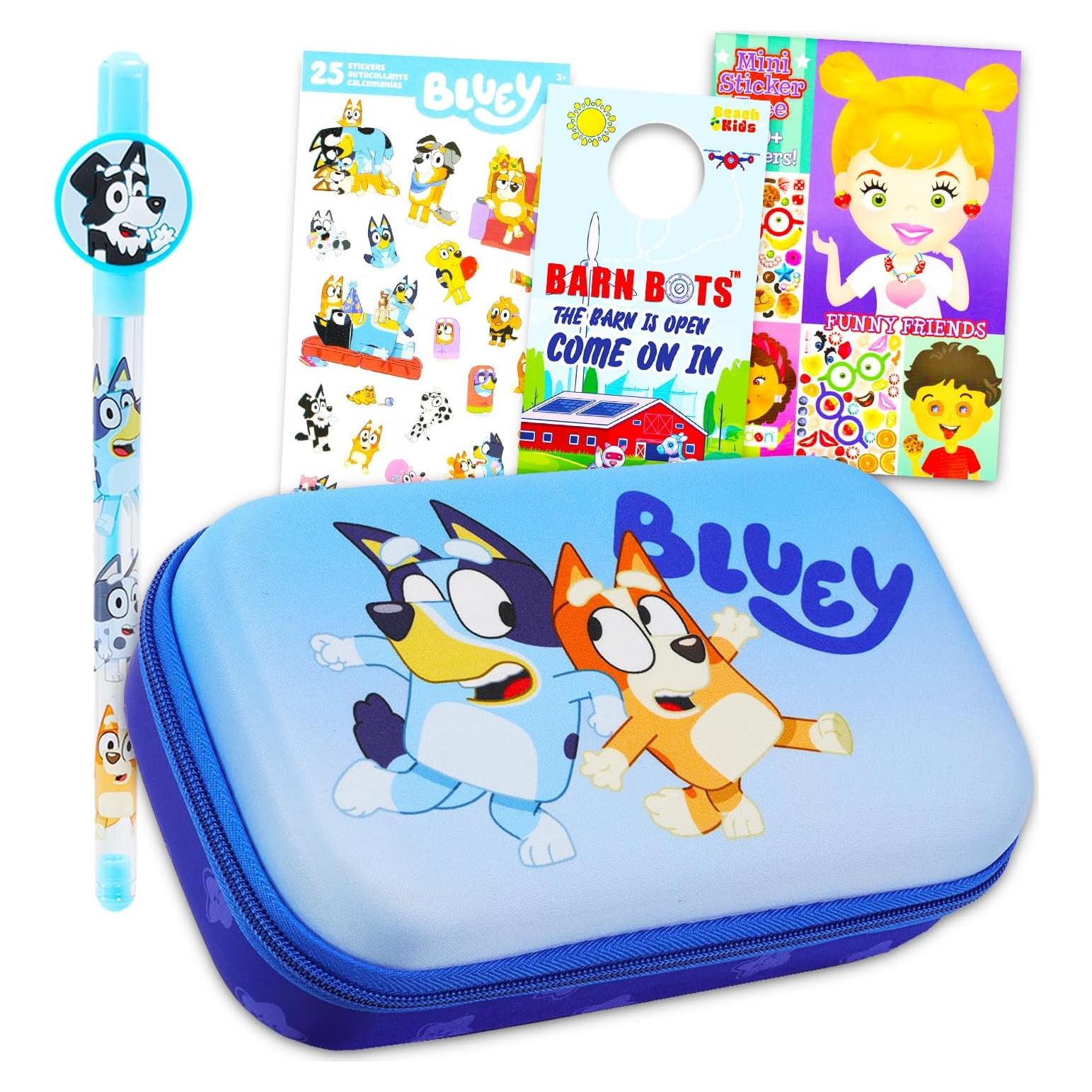 Estuche de Lápices Bluey con Bolígrafo y Stickers - 21.6 cm