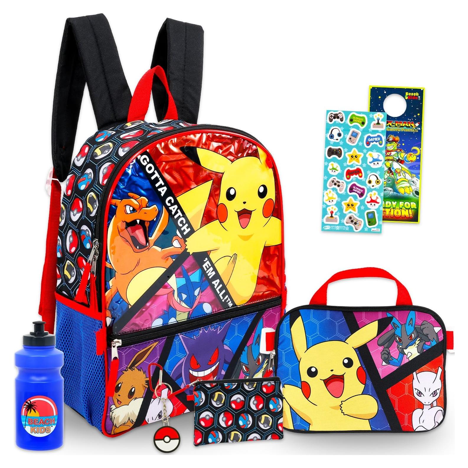 Mochila Escolar Pokemon 40.64 cm + Almuerzo, Estuche y Botella