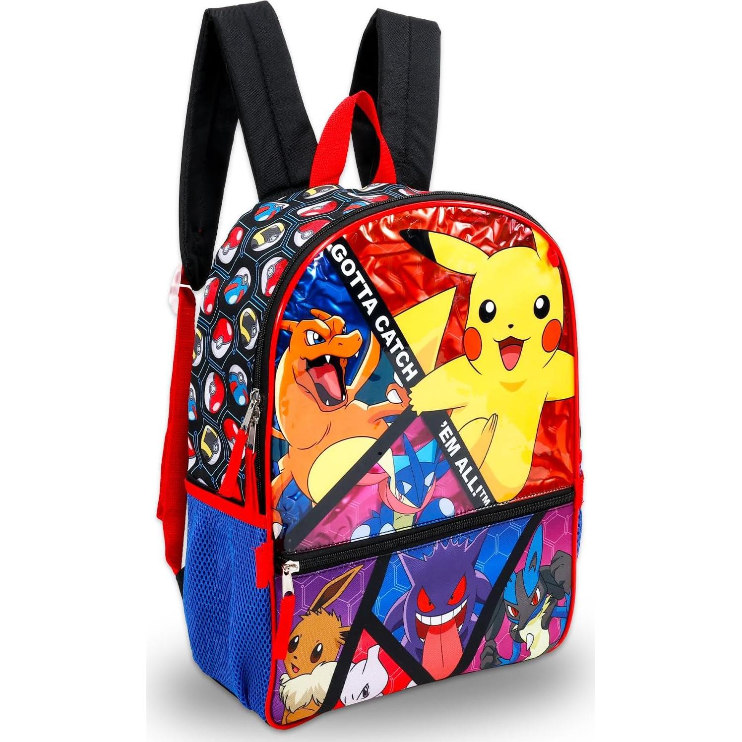 Mochila Escolar Pokemon 40.64 cm + Almuerzo, Estuche y Botella