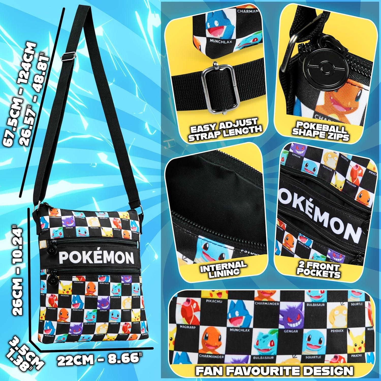 Bolsa Cruzada Pokemon CYP para Niños 26x22x3.5 cm