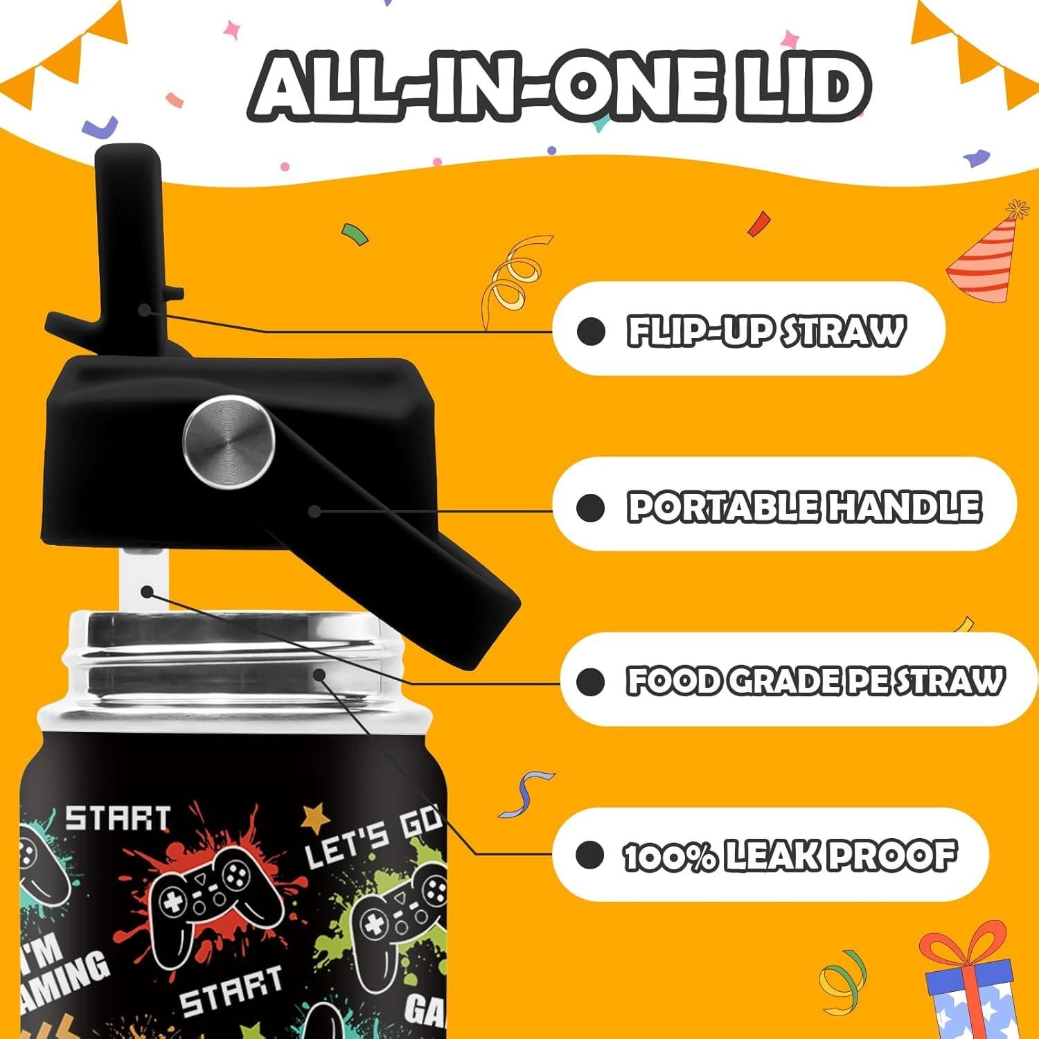 Botella de Agua ROVOZAR 16oz Acero Inoxidable para Niños