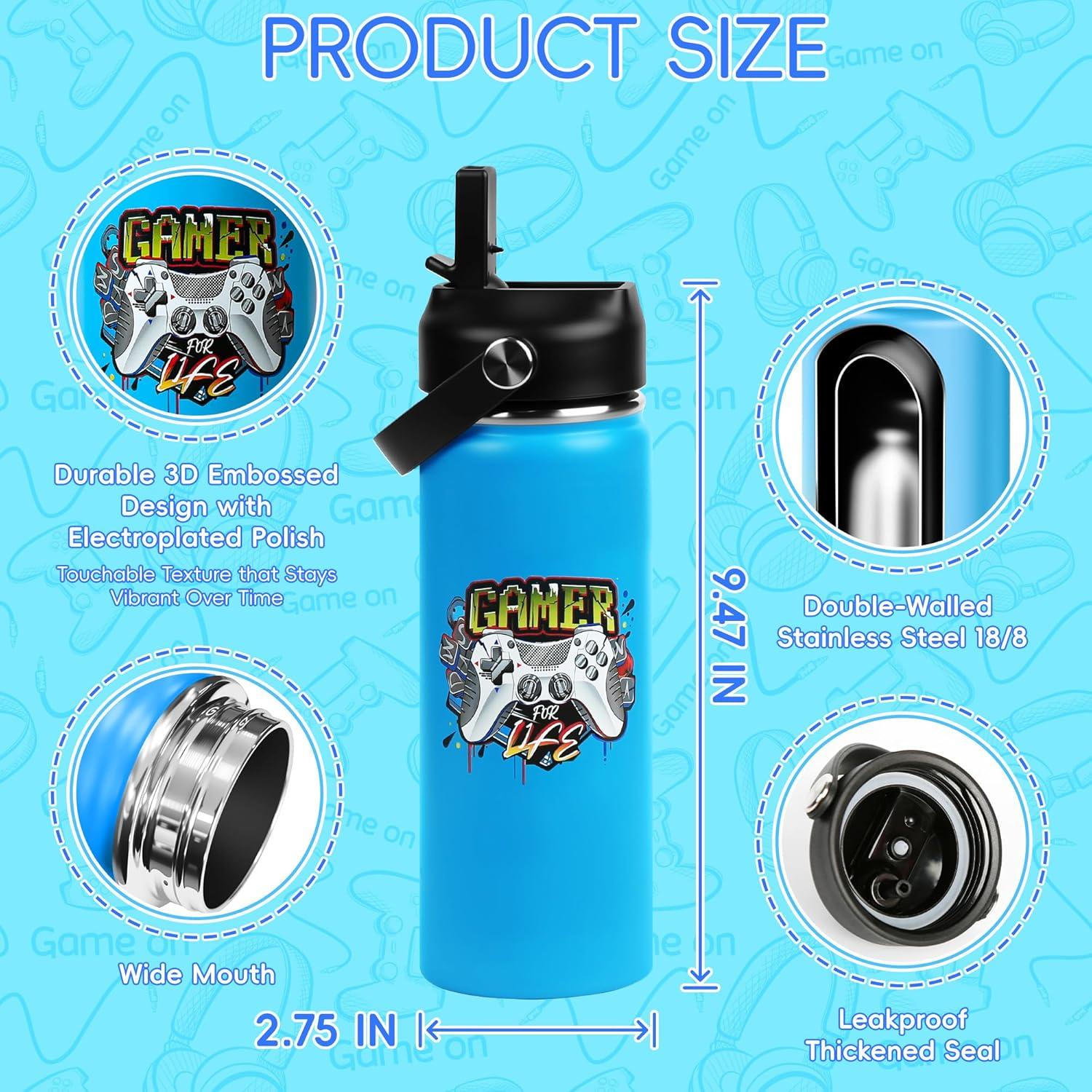 Botella de Agua Aislada 0.5L SEGXCFL Azul con Popote