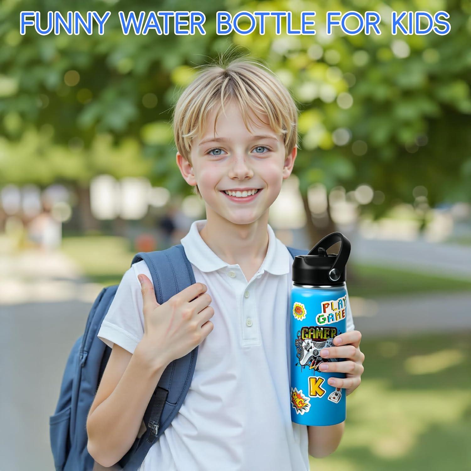 Botella de Agua Aislada 0.5L SEGXCFL Azul con Popote