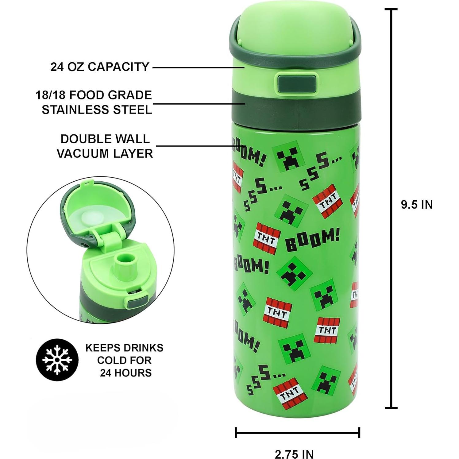 Botella de Agua Acero Inoxidable Bioworld Minecraft 710 ml