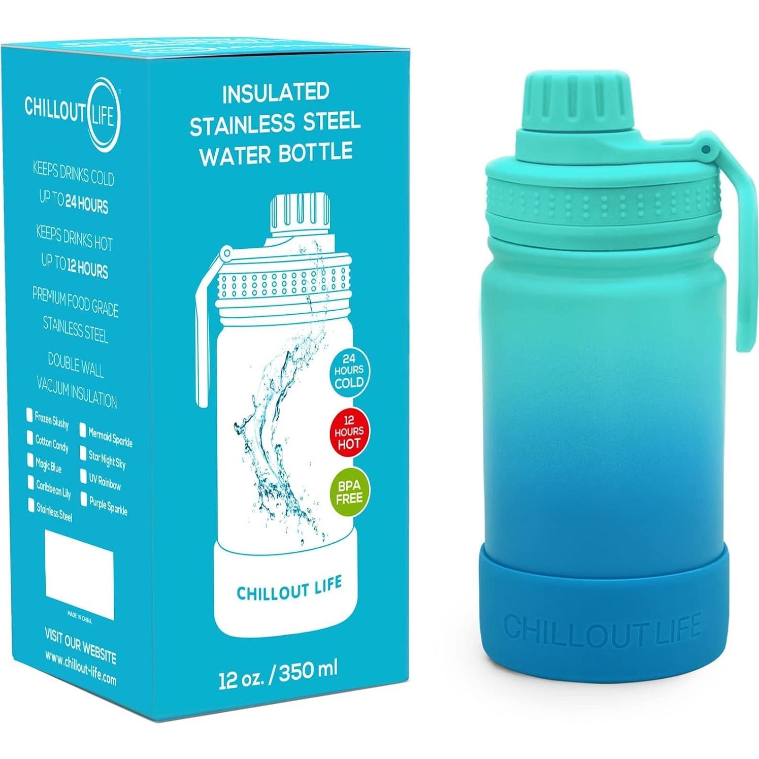 Botella de Agua Aislada 12 oz CHILLOUT LIFE Azul Océano