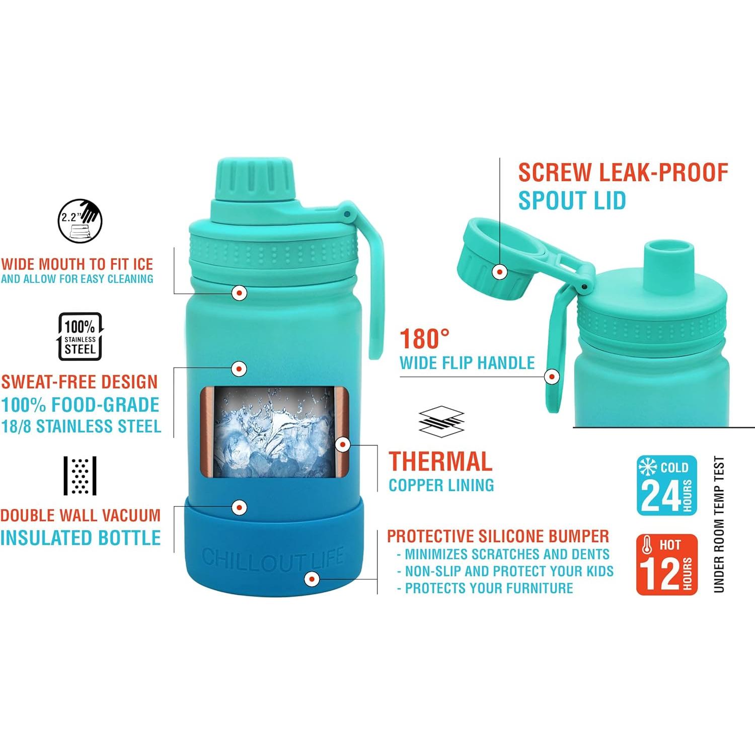 Botella de Agua Aislada 12 oz CHILLOUT LIFE Azul Océano