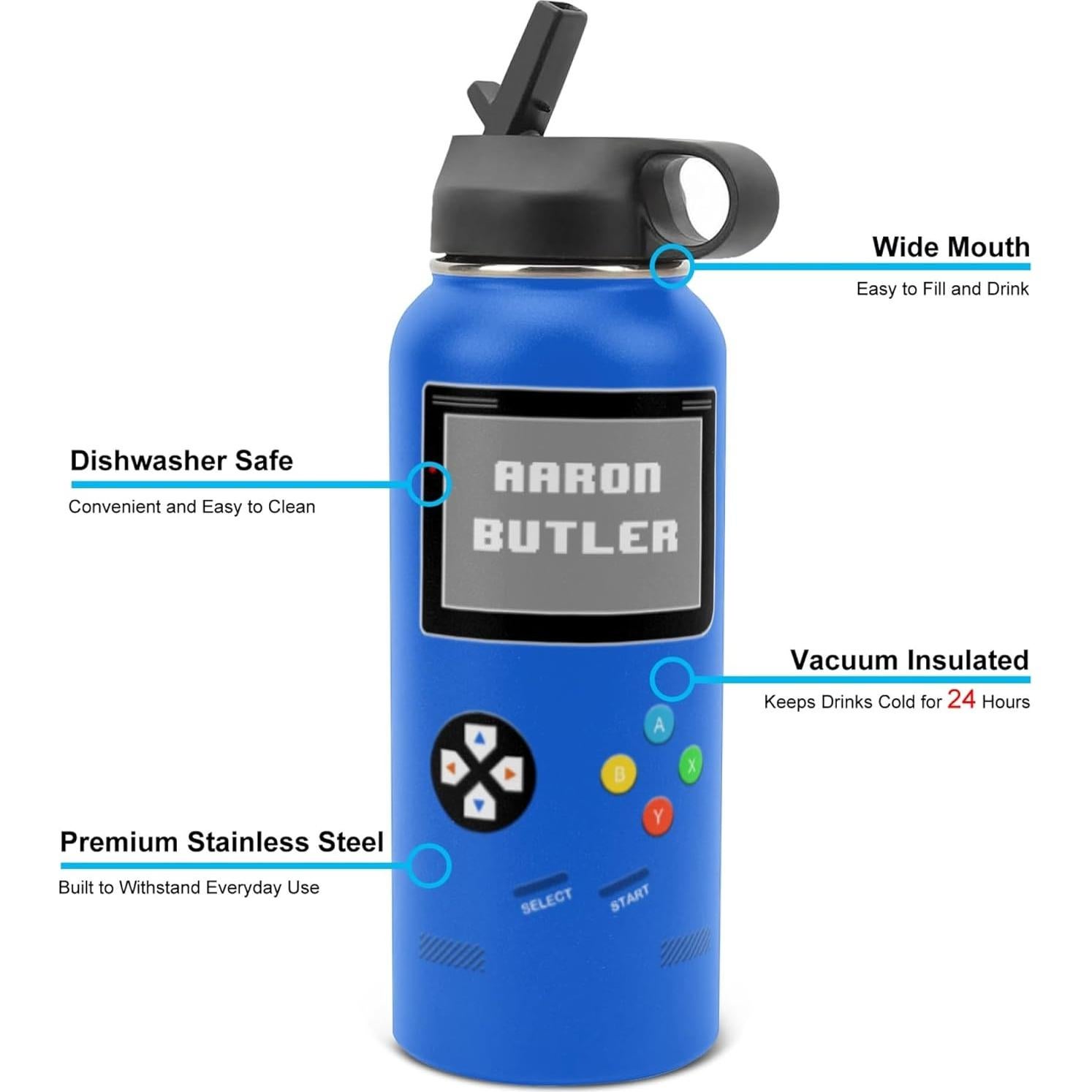 Botella de Agua Personalizada Artiglow Jugador Retro 532ml