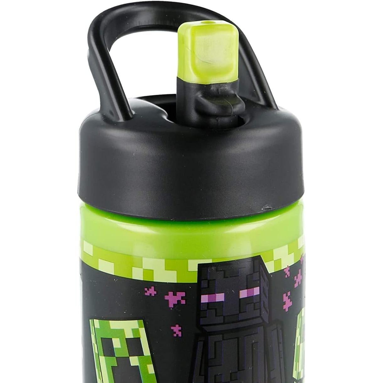 Botella de Agua Deportiva Stor Minecraft 410ml con Pajilla