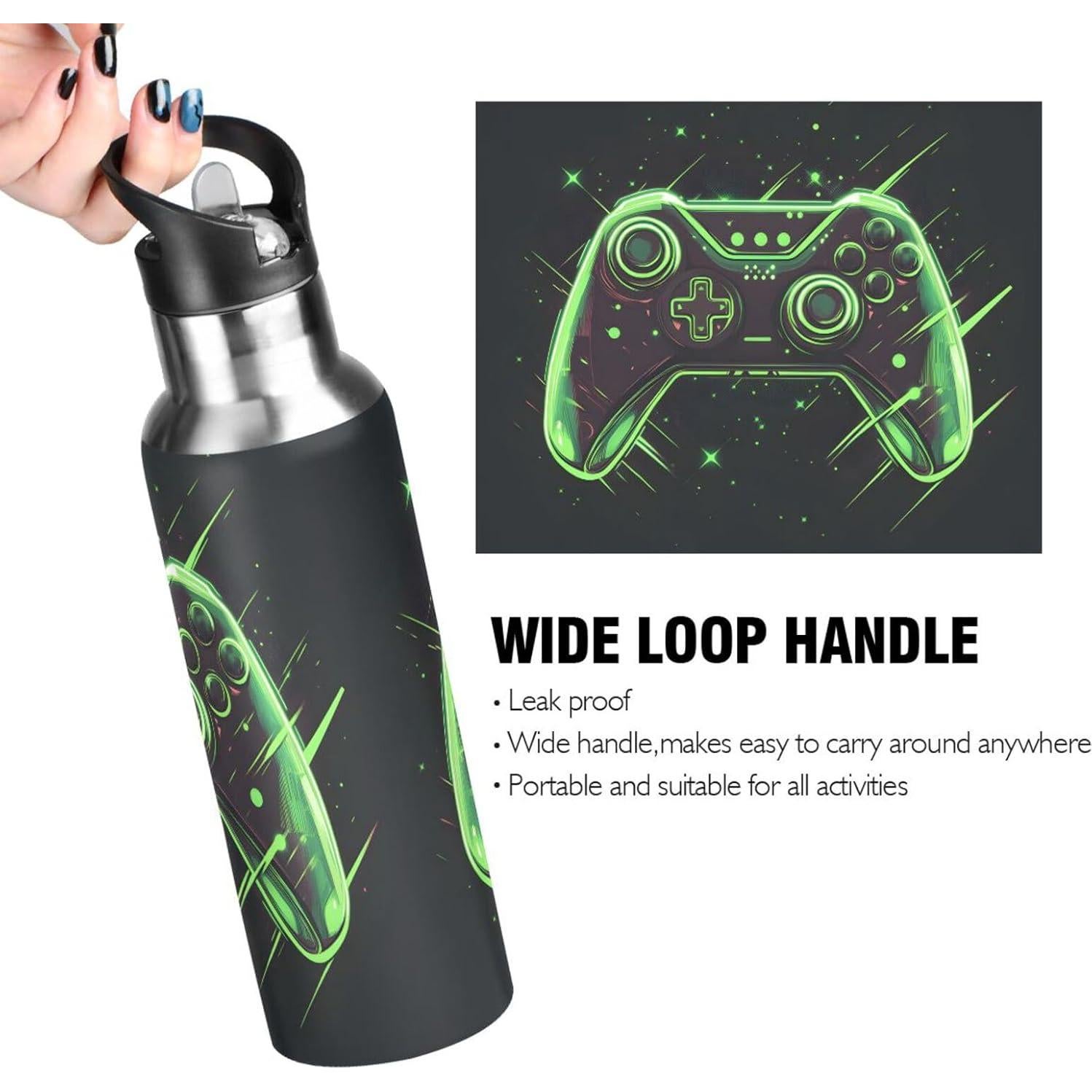 Botella de Agua Aislada Genérico 600 ml con Popote para Niños