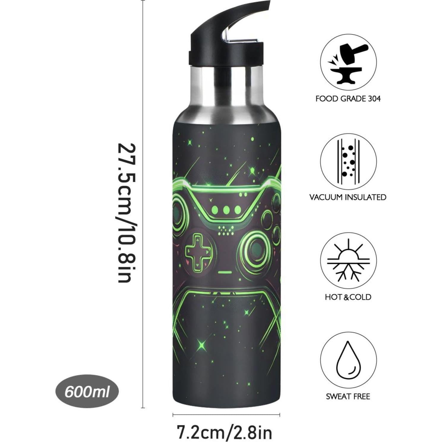 Botella de Agua Aislada Genérico 600 ml con Popote para Niños