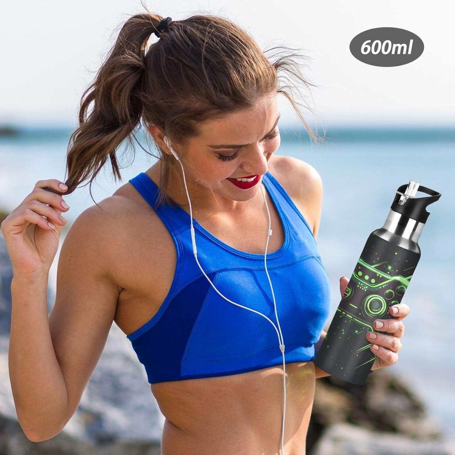 Botella de Agua Aislada Genérico 600 ml con Popote para Niños