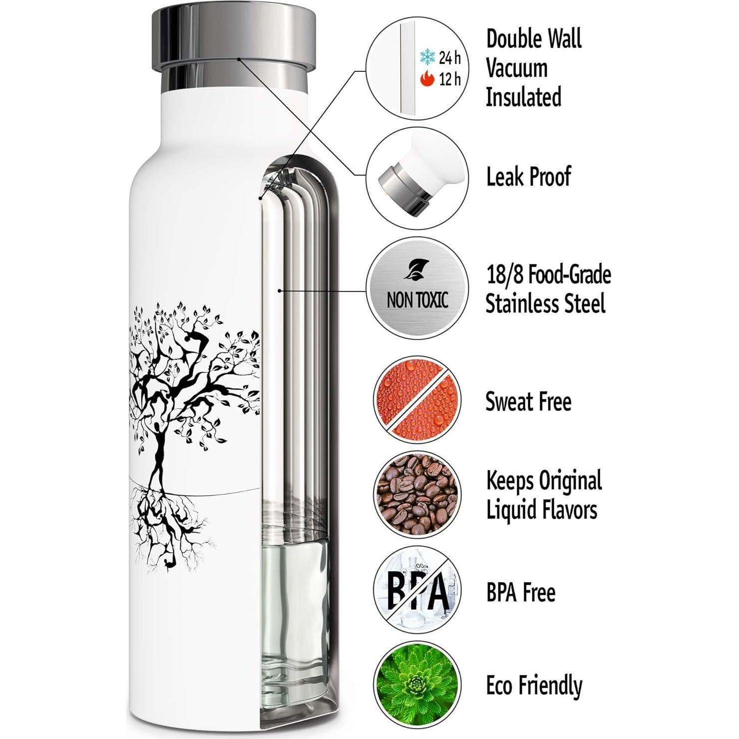 Botella de Agua Aislada Involve & Evolve 740 ml 3 Tapas