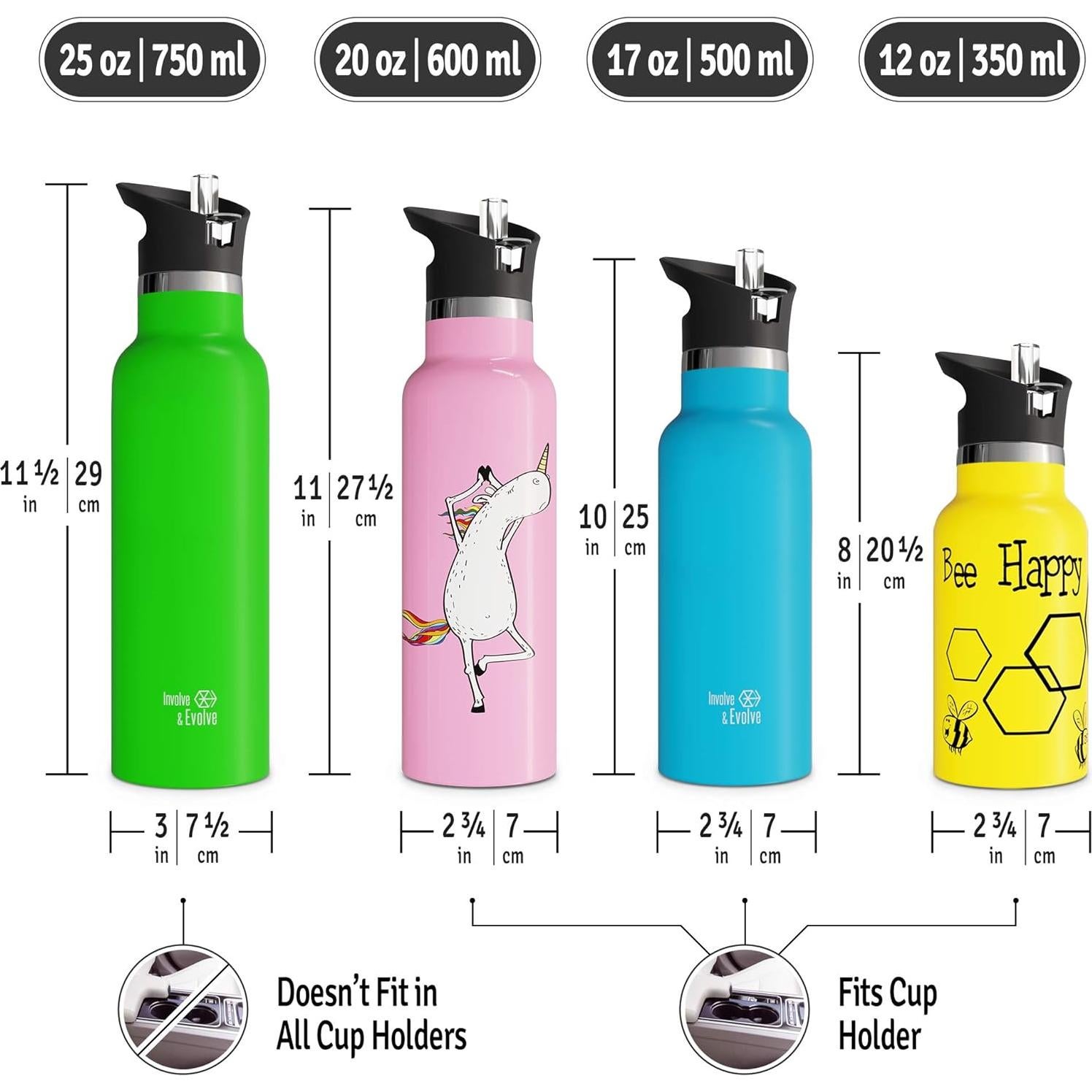 Botella de Agua Aislada Involve & Evolve 740 ml 3 Tapas