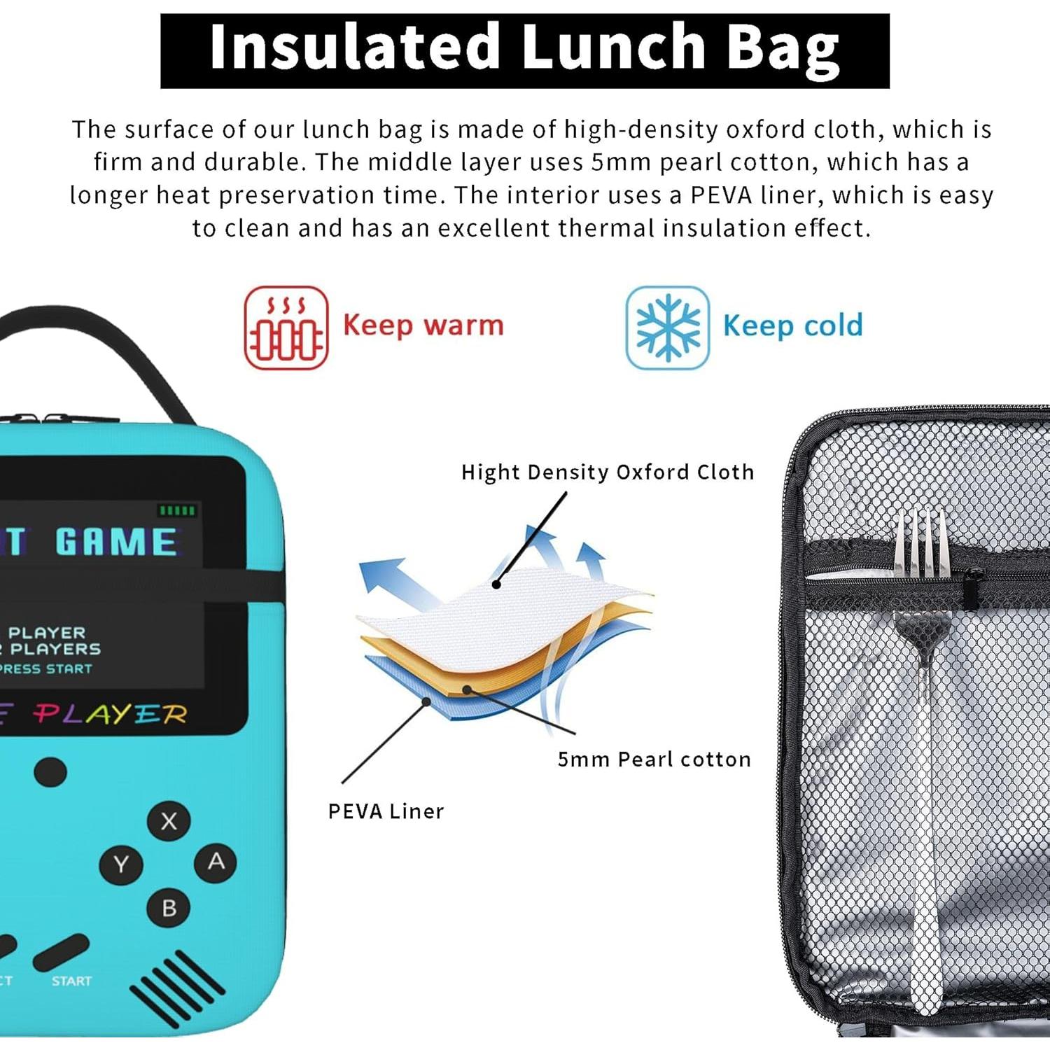 Caja de Almuerzo Aislada COEIOBEO Consola de Juegos Teal 5L