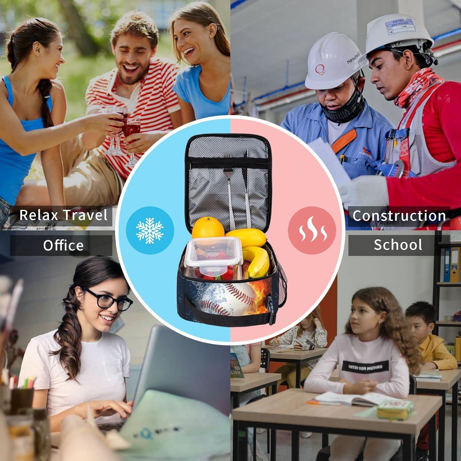 Bolsa de Almuerzo Aislada PTPLMM Cool Fire Baseball 20x10x25cm