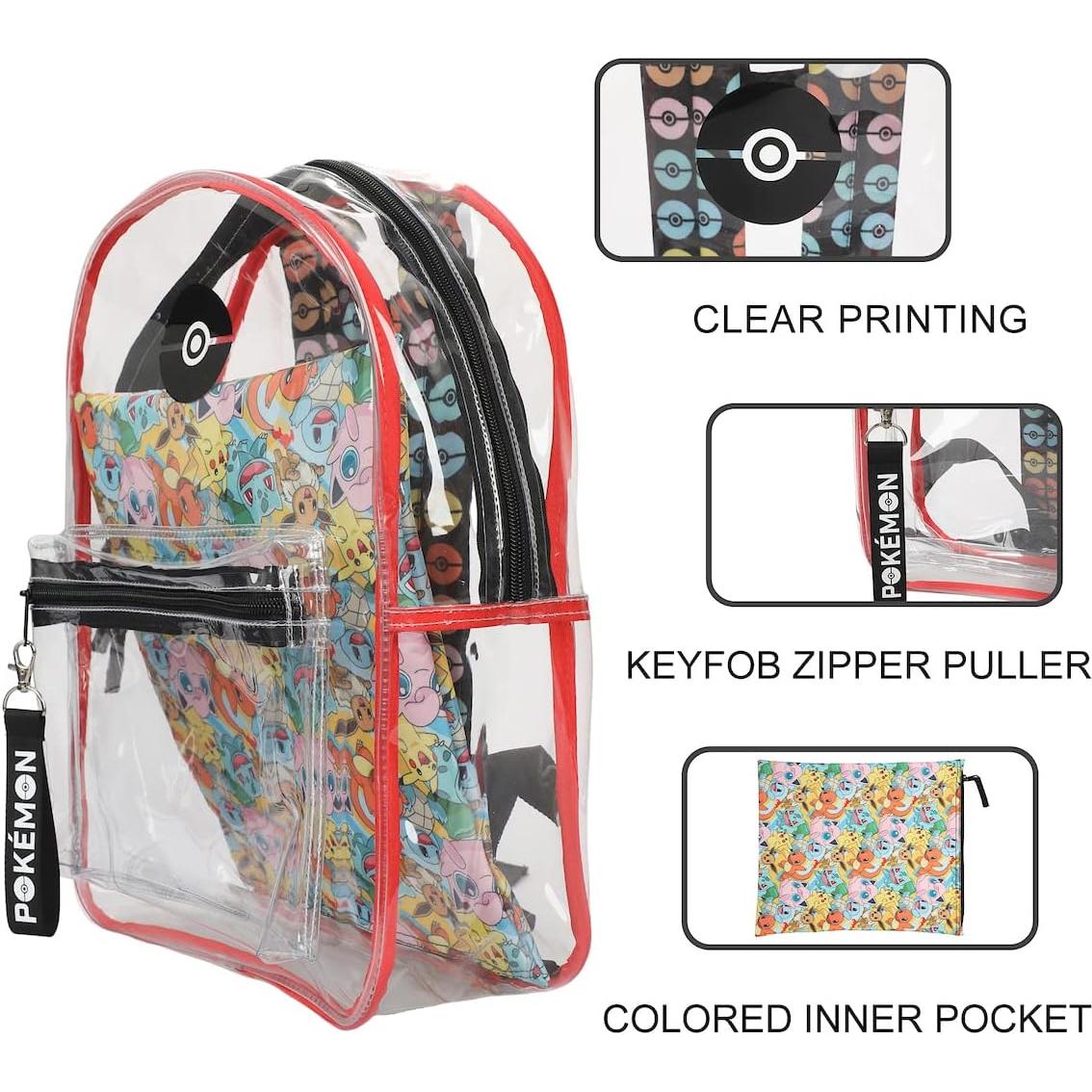 Mochila Transparente Pokémon Bioworld 17L con Bolsillo Laptop