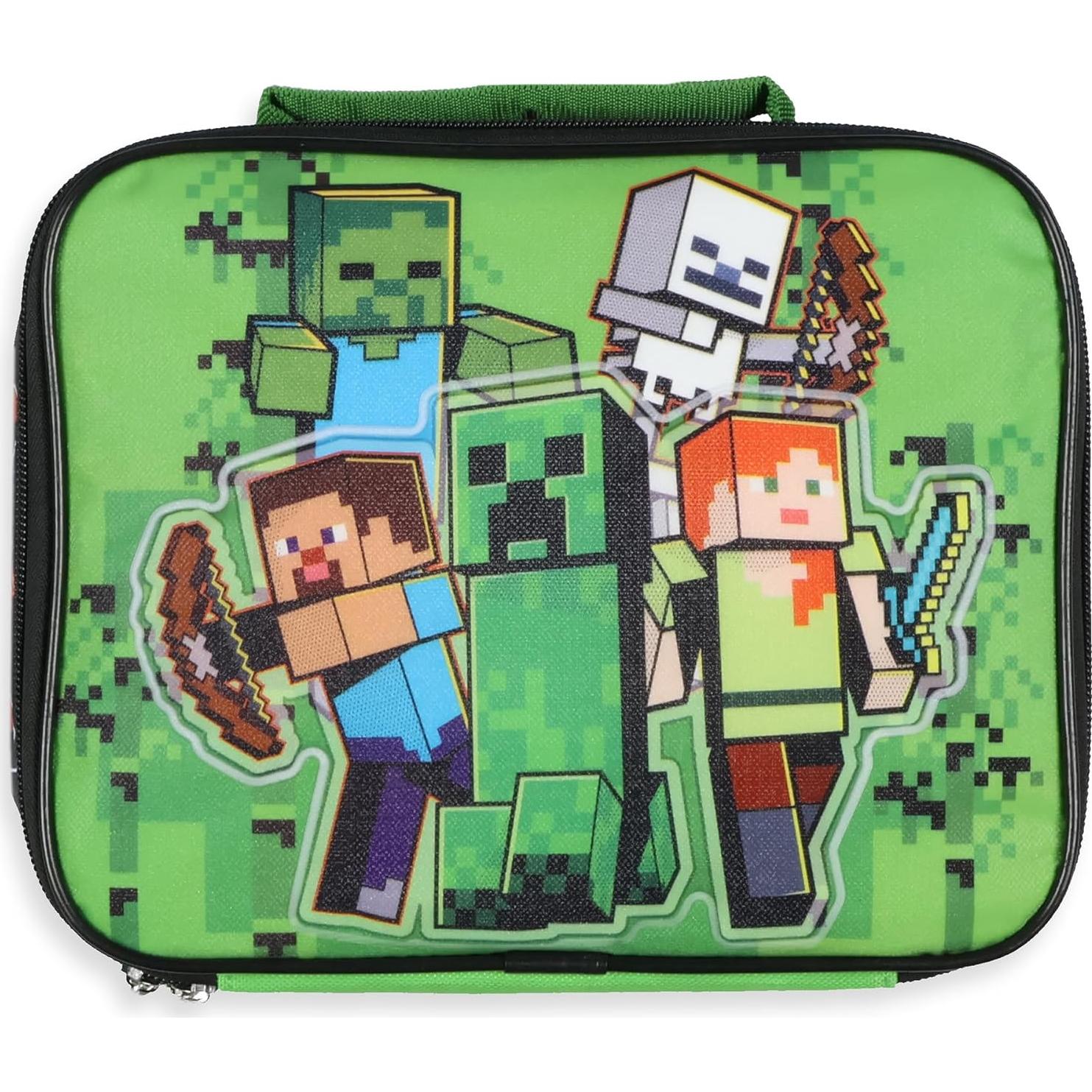 Caja de Almuerzo Minecraft Aislada con Personajes - 25.4x20.3 cm