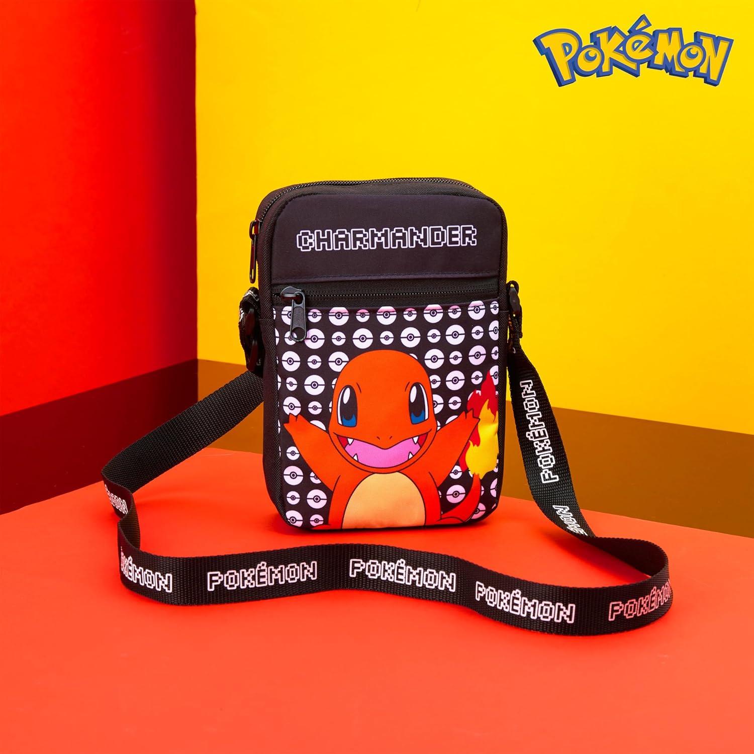 Bolsa Cruzada Pokemon Charmander Negra para Niños - 0.46L
