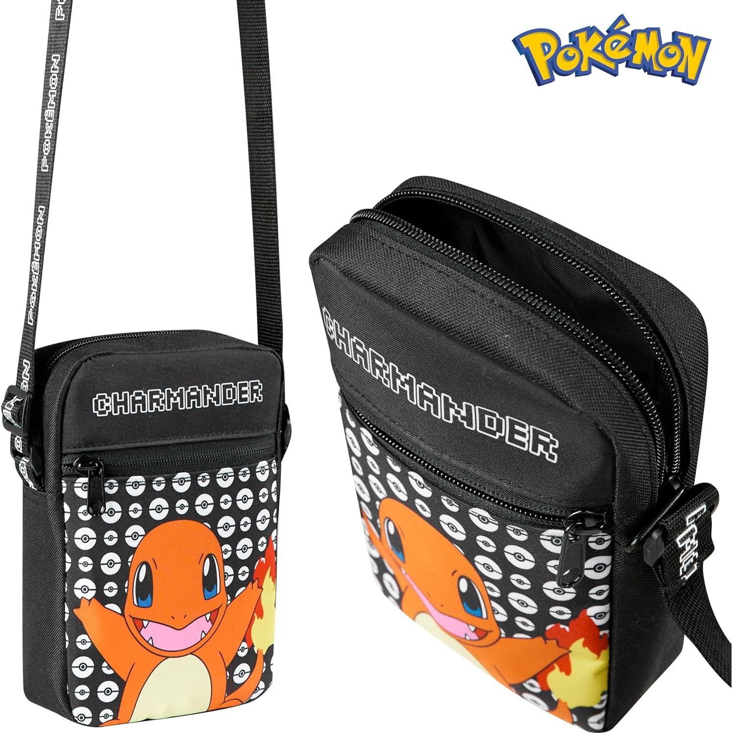Bolsa Cruzada Pokemon Charmander Negra para Niños - 0.46L
