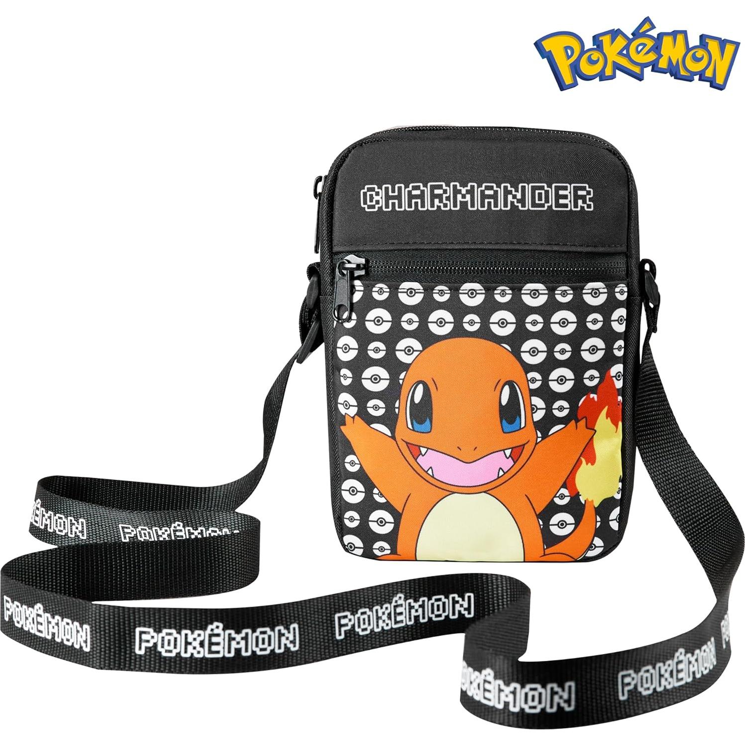 Bolsa Cruzada Pokemon Charmander Negra para Niños - 0.46L
